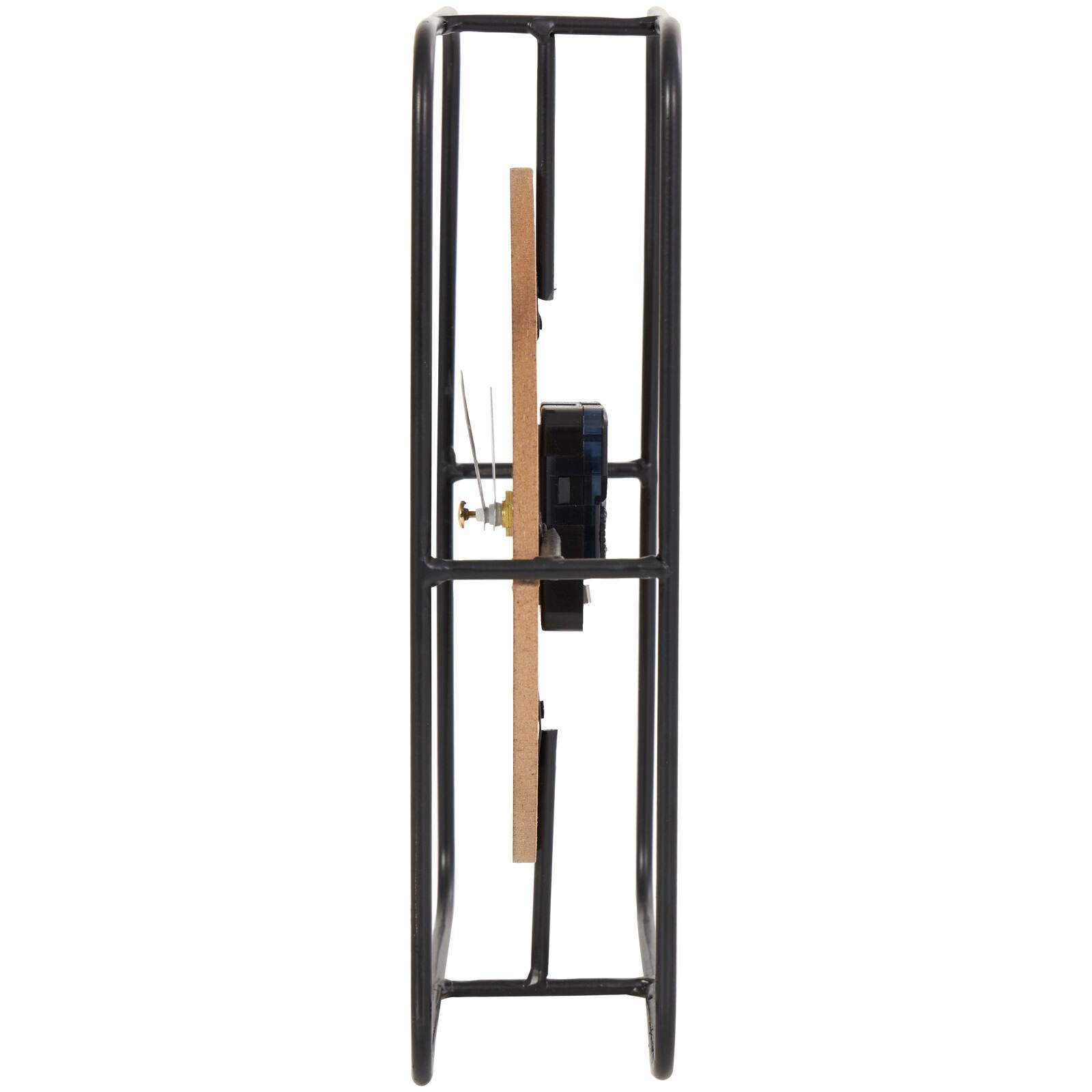 10" Black Metal Geometric Open Frame Clock with Grid Patterned Clockface