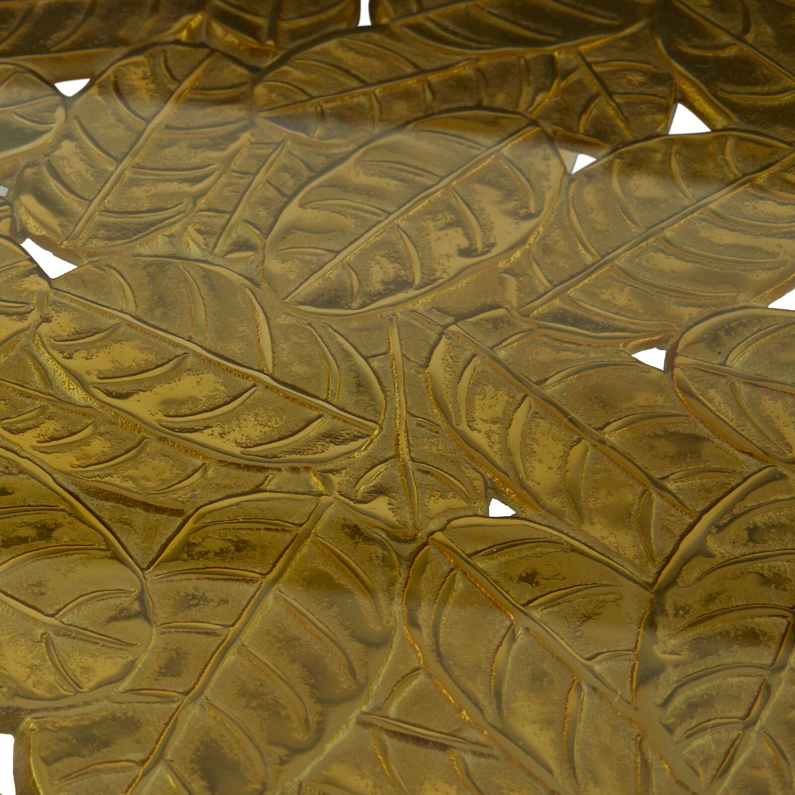 Gold Aluminum Accent Table with Clear Glass Top 20" x 19" x 22"