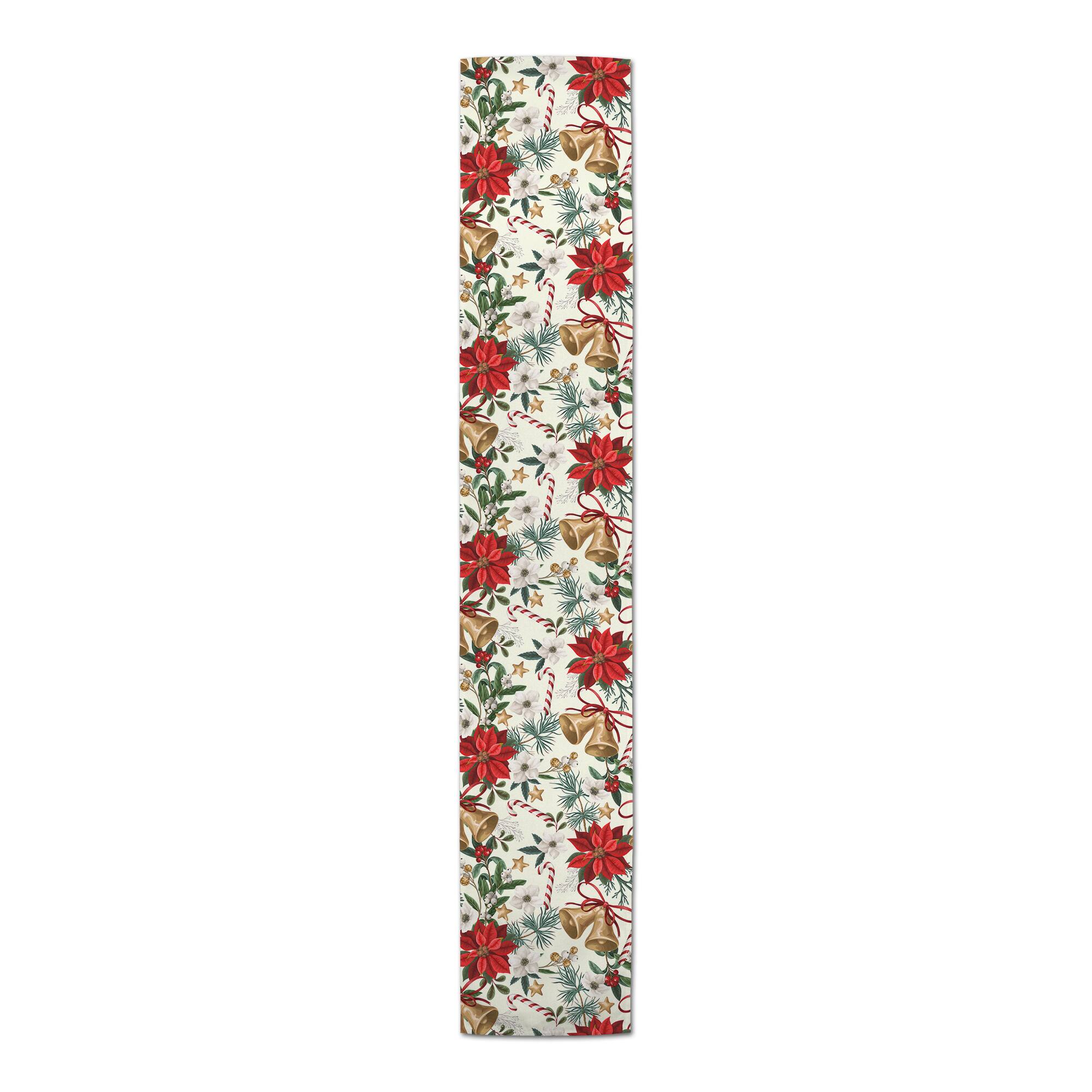 Poinsettia Floral Poly Twill Table Runner