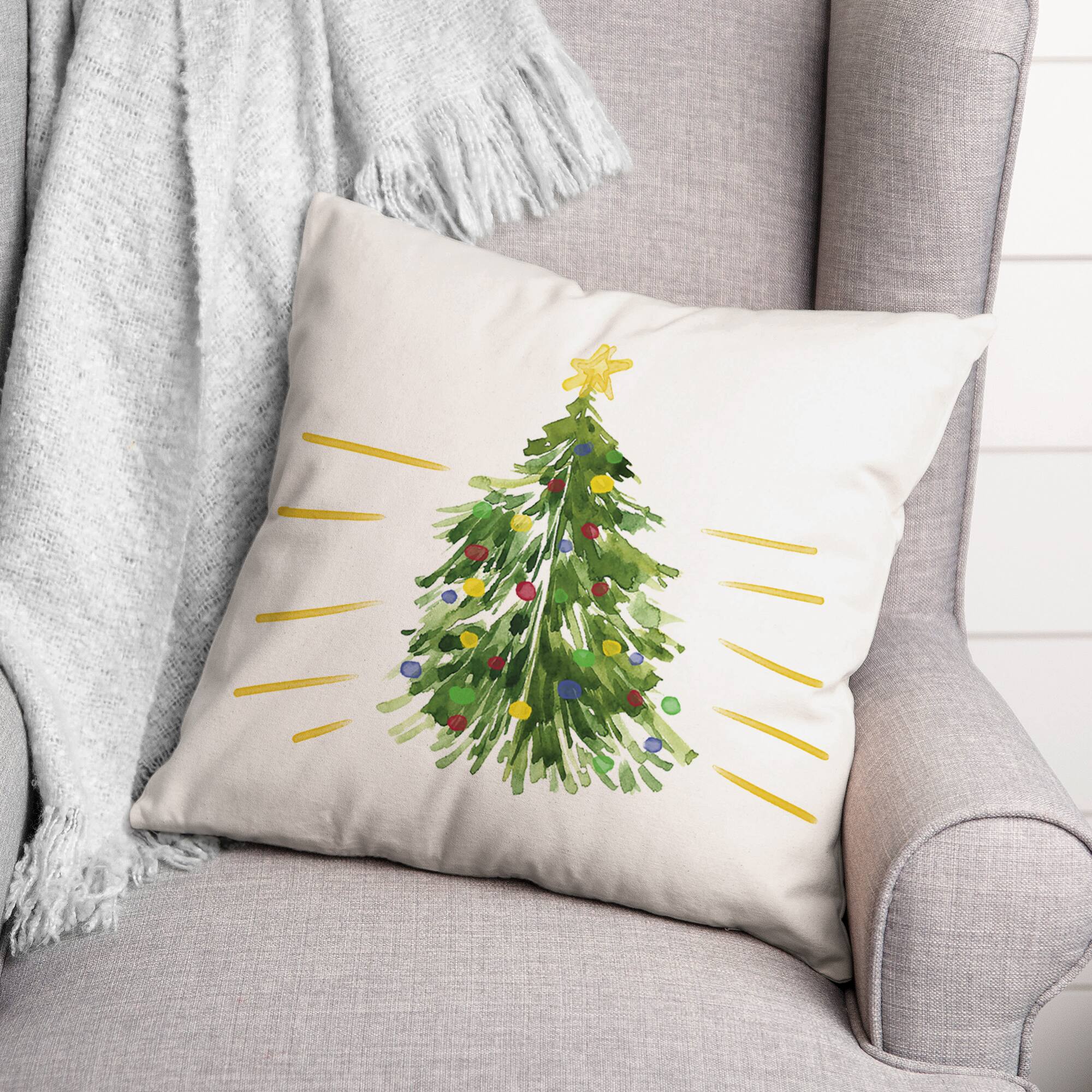 Getting Lit Xmas Tree 18x18 Throw Pillow