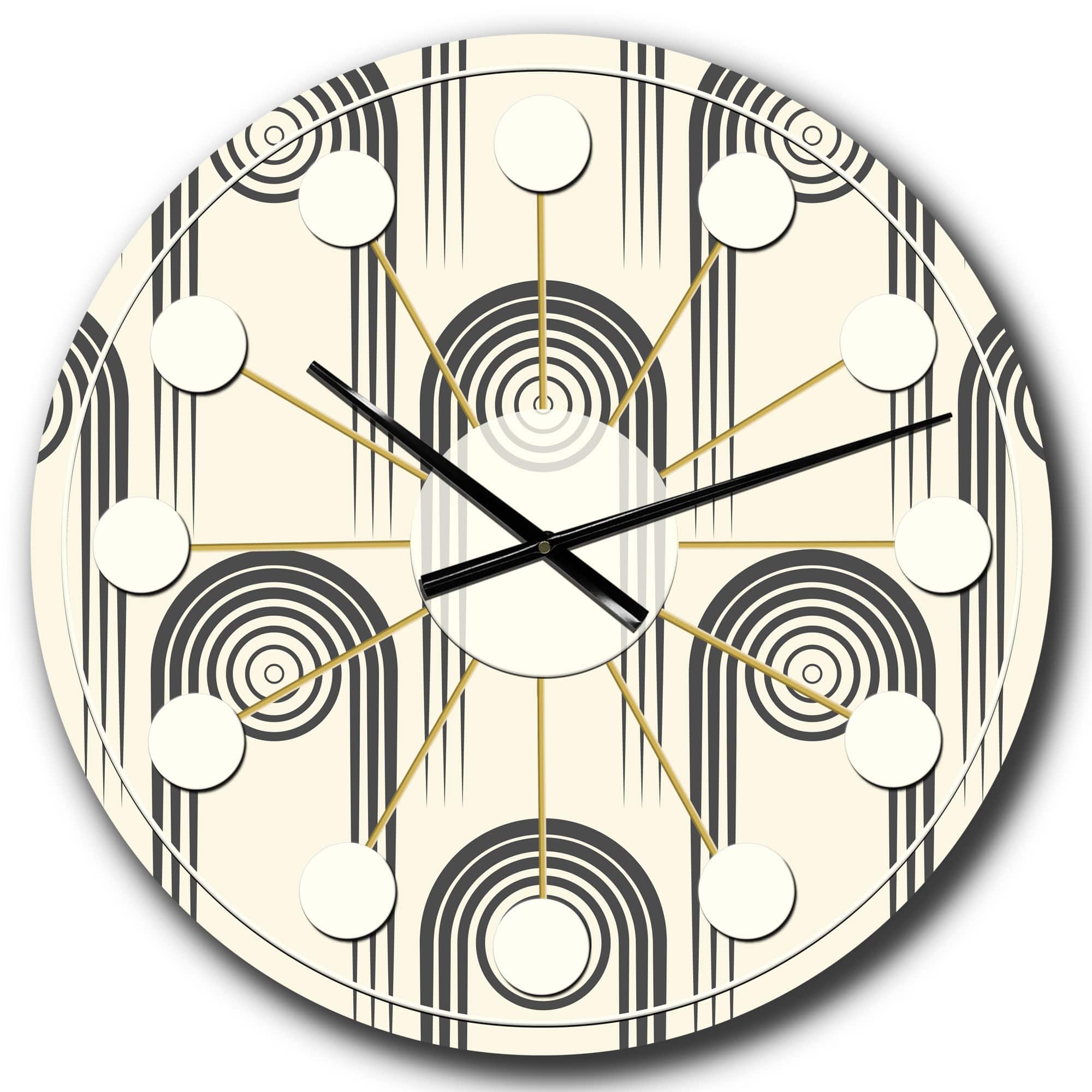 Designart 'Retro Curved Minimal Geometric Ornament Ii Mid-Century Modern Wall Clock