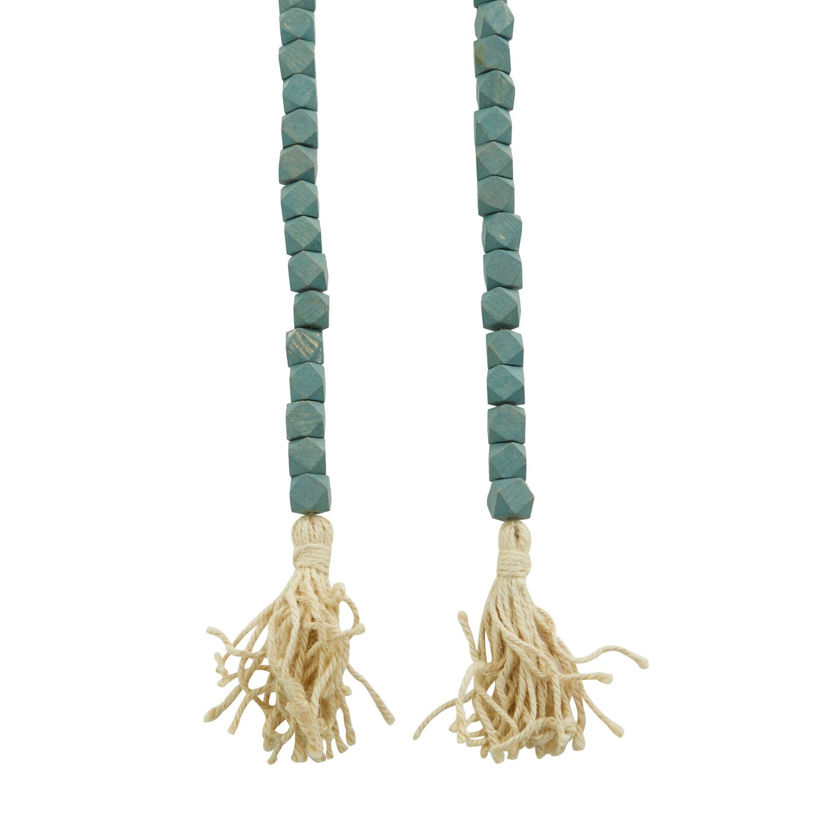80" Bohemian Mango Wood Beads with Tassels Garland