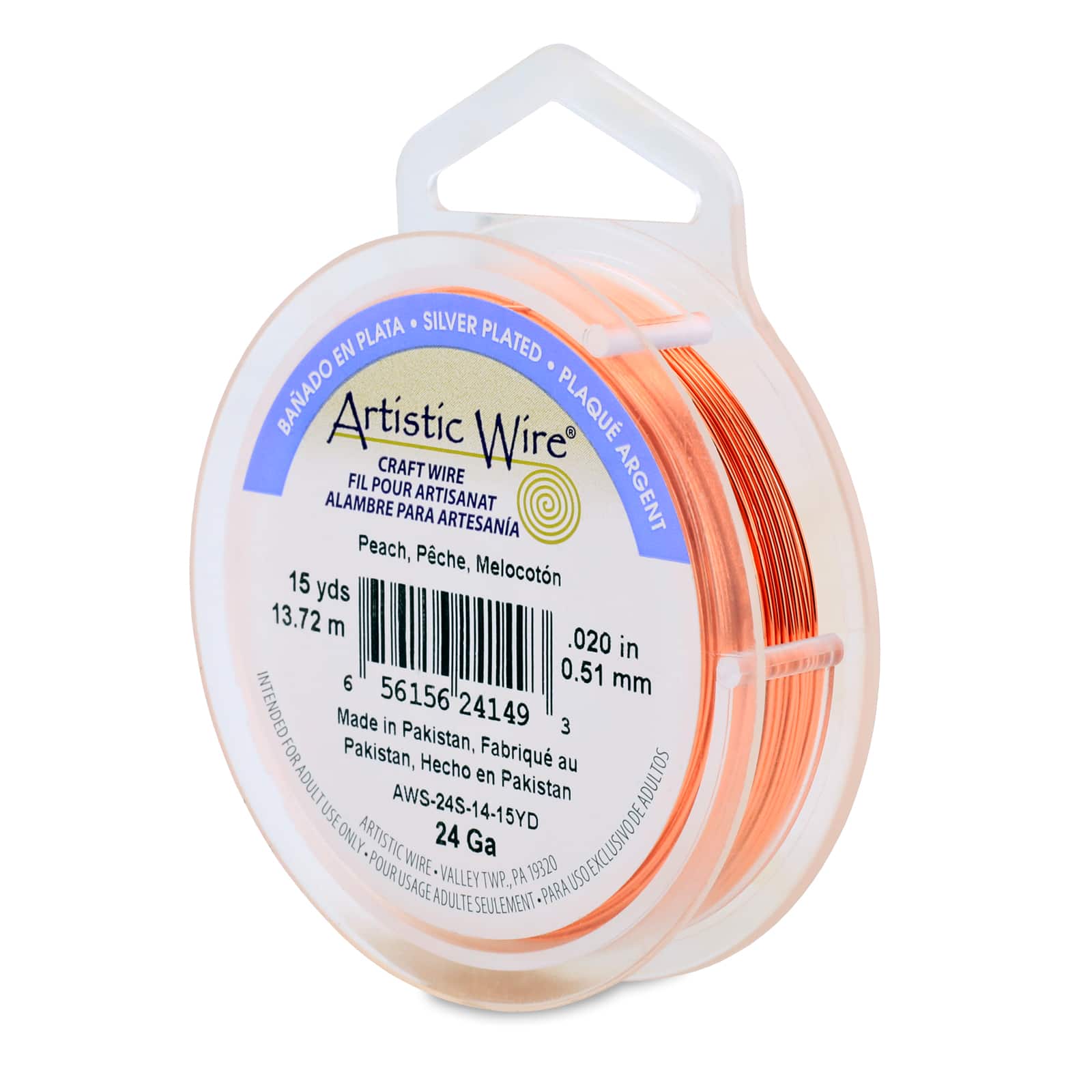 Artistic Wire® 24 Gauge Silver Plated Tarnish Resistant Colored Copper Craft Wire, 15yd.