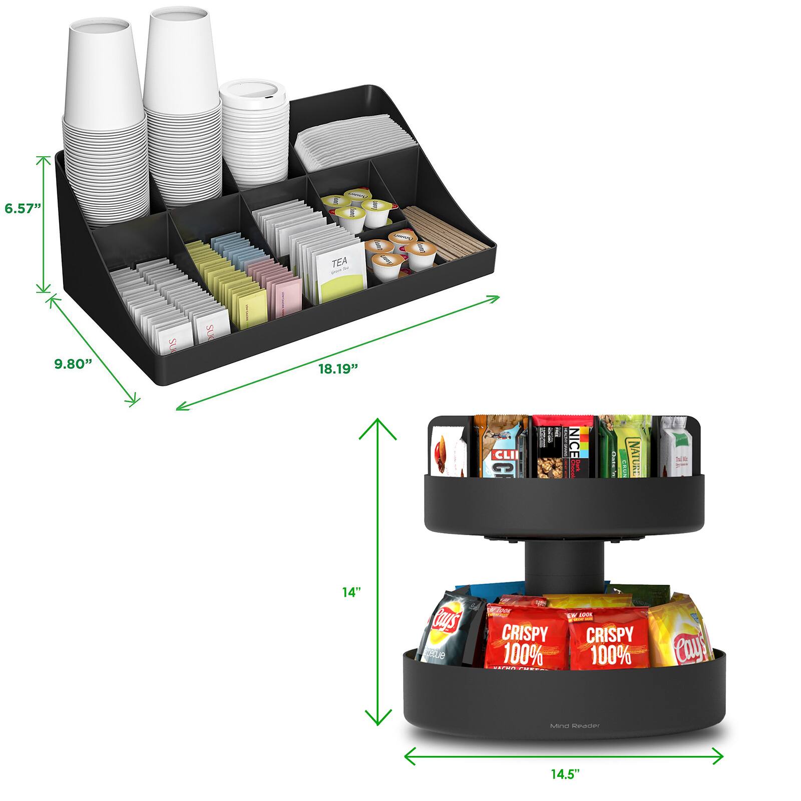 Mind Reader Black Coffee Condiment and Snack Organizer