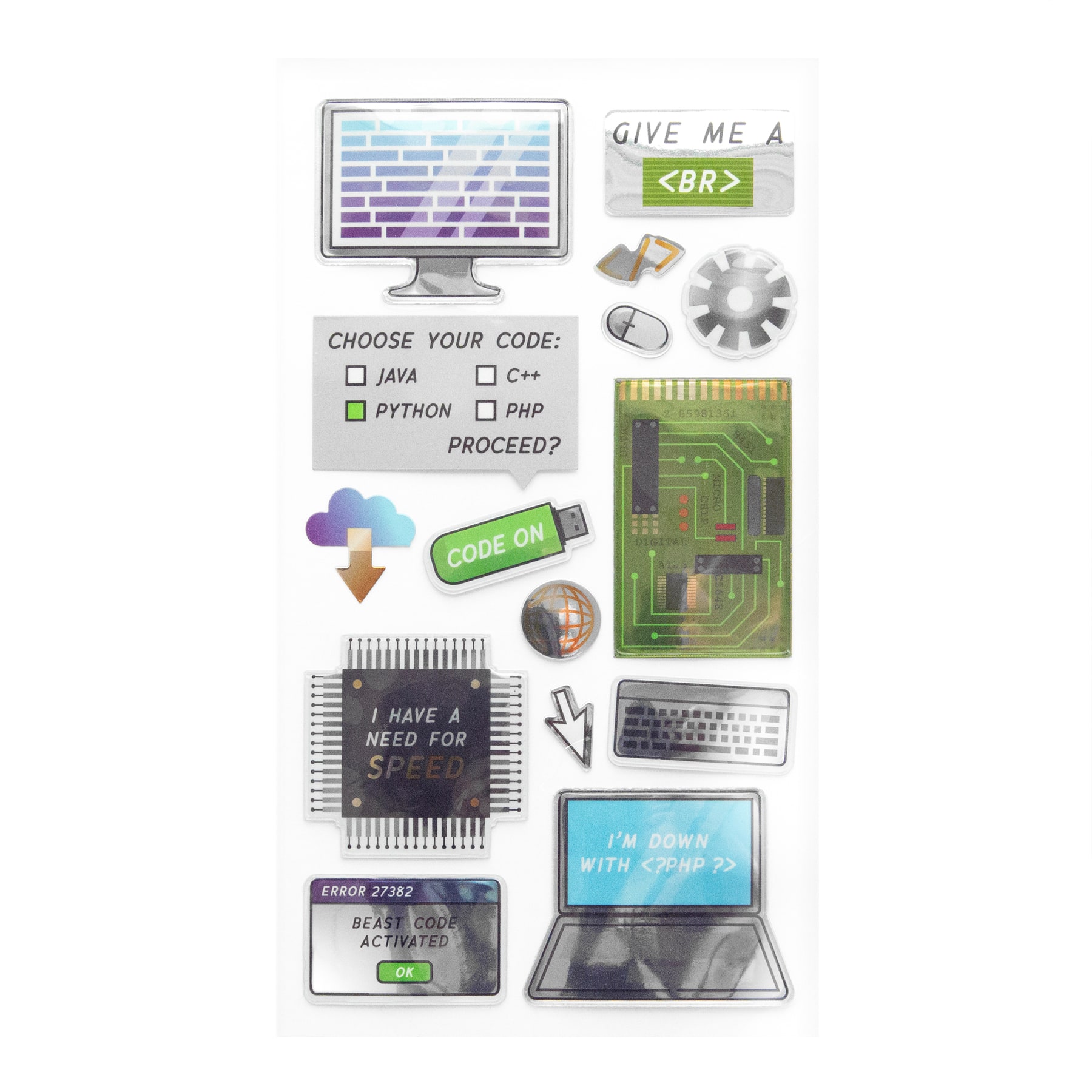 12 Pack: Computer Science Dimensional Stickers by Recollections&#x2122;