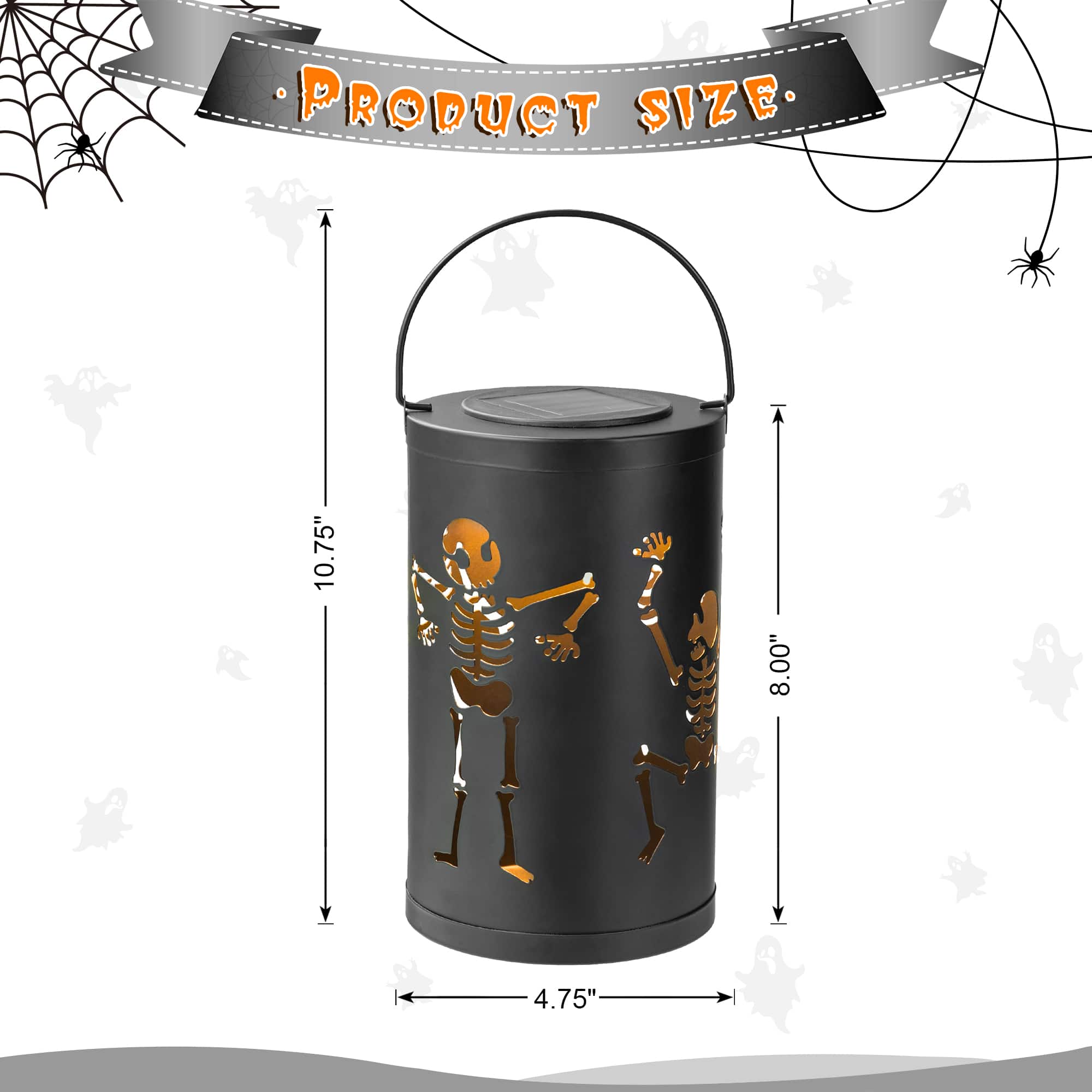 Glitzhome&#xAE; 10.75&#x22; Halloween Metal Skeleton Solar Powered LED Lantern