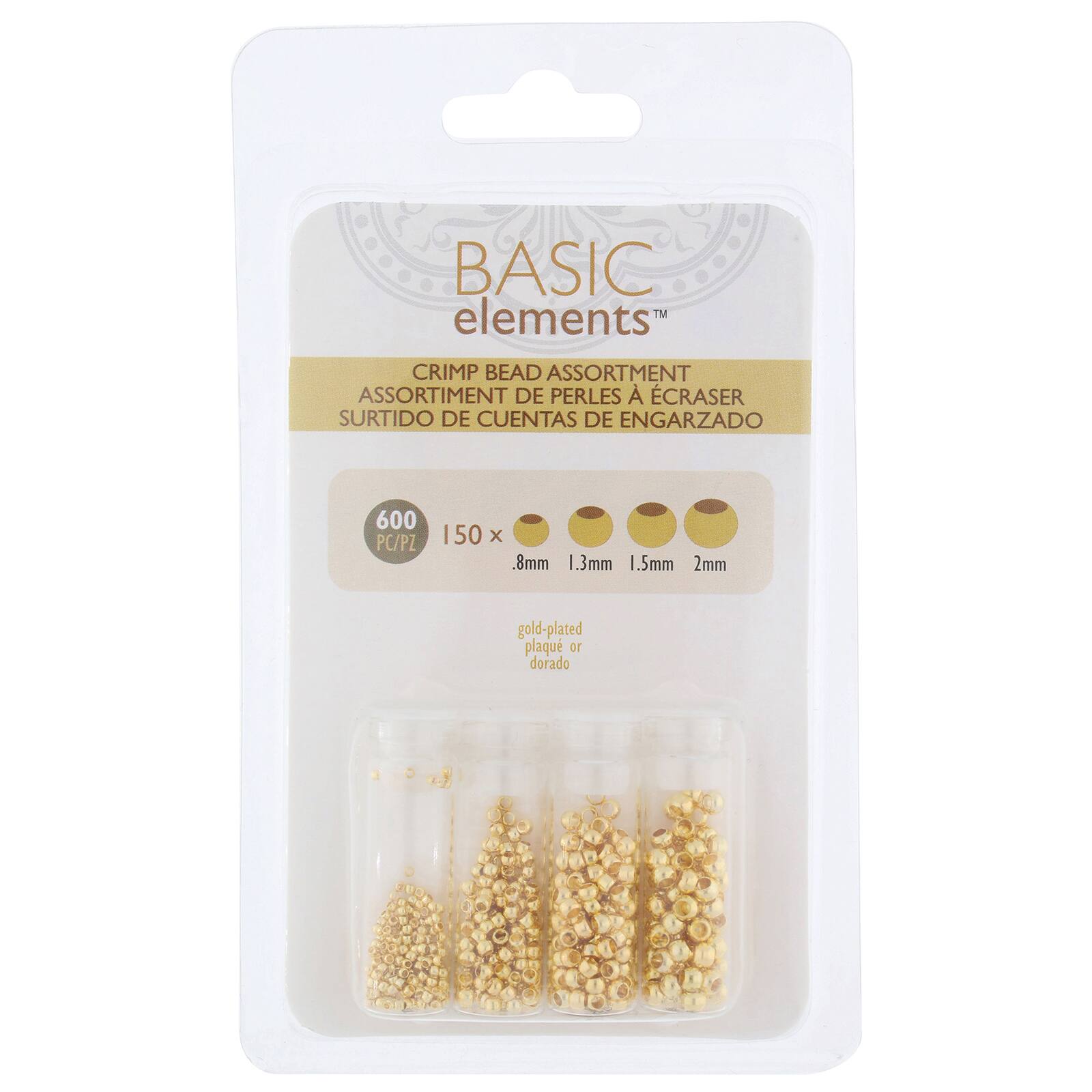 The Beadsmith® Assorted Gold Plated Crimp Beads, 600ct.