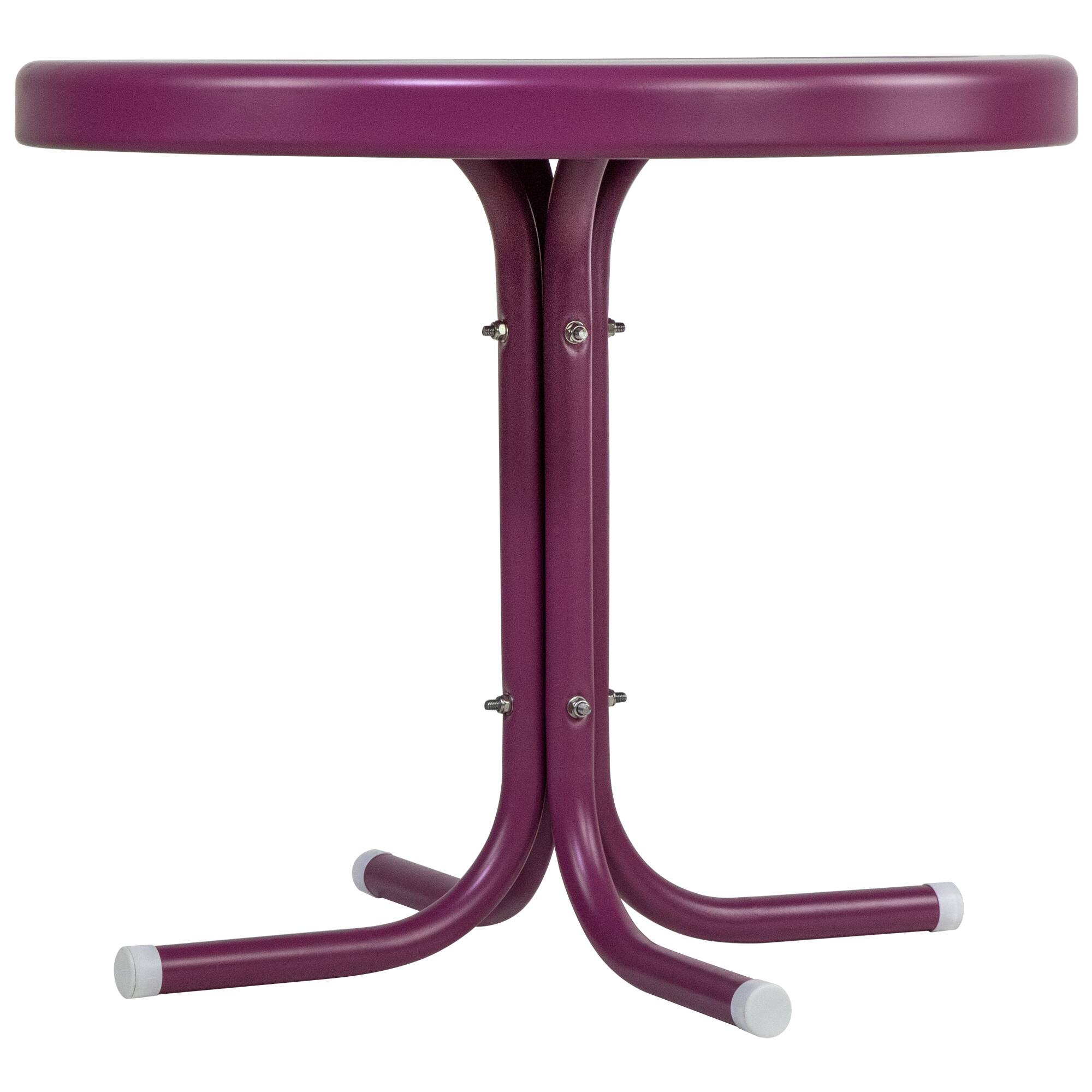 22&#x22; Purple Outdoor Retro Tulip Side Table