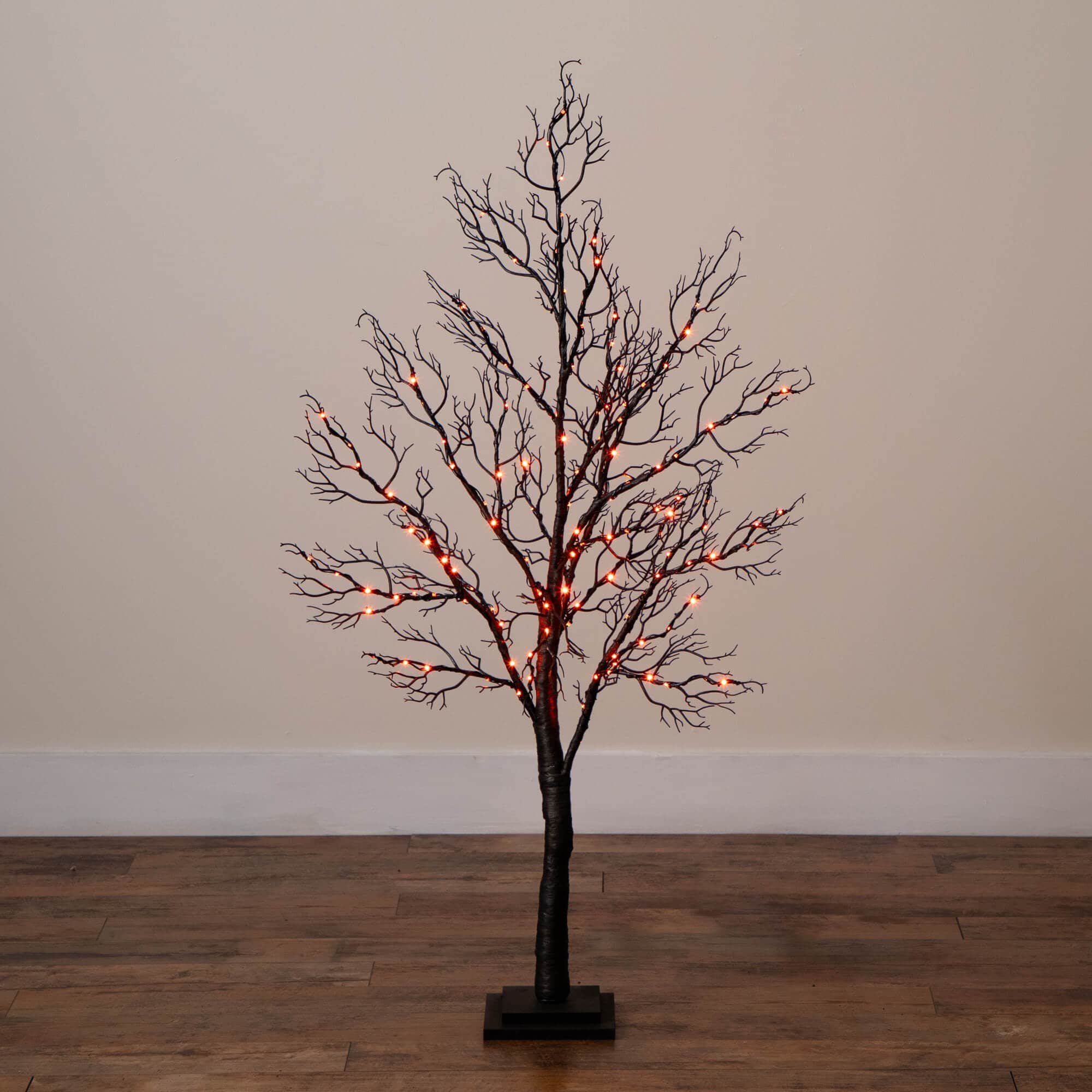 4ft. Pre-Lit Halloween Minimalist Twig Artificial Fall Tree with 160 Orange &#x26; Purple LED Lights