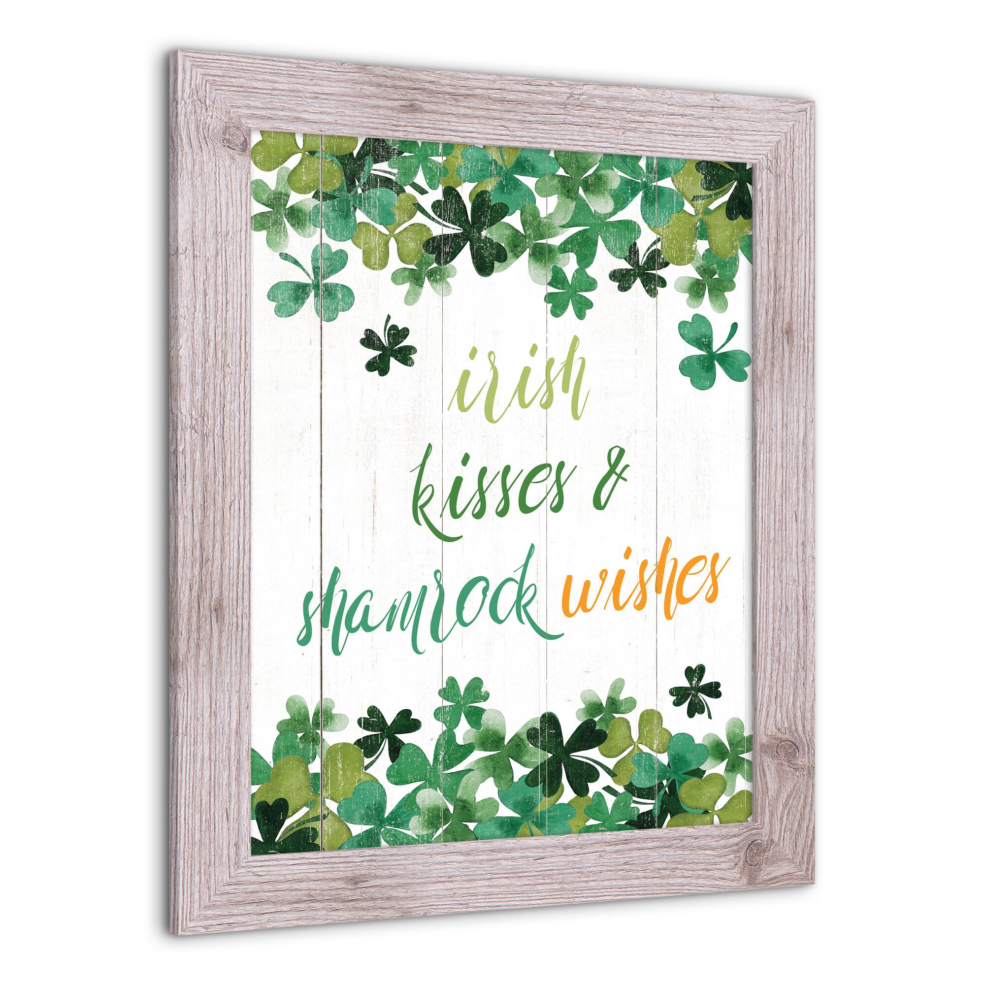 Irish Kisses Shamrock Wishes Framed Print 16&#x22; x 20&#x22; Western White Framed Print