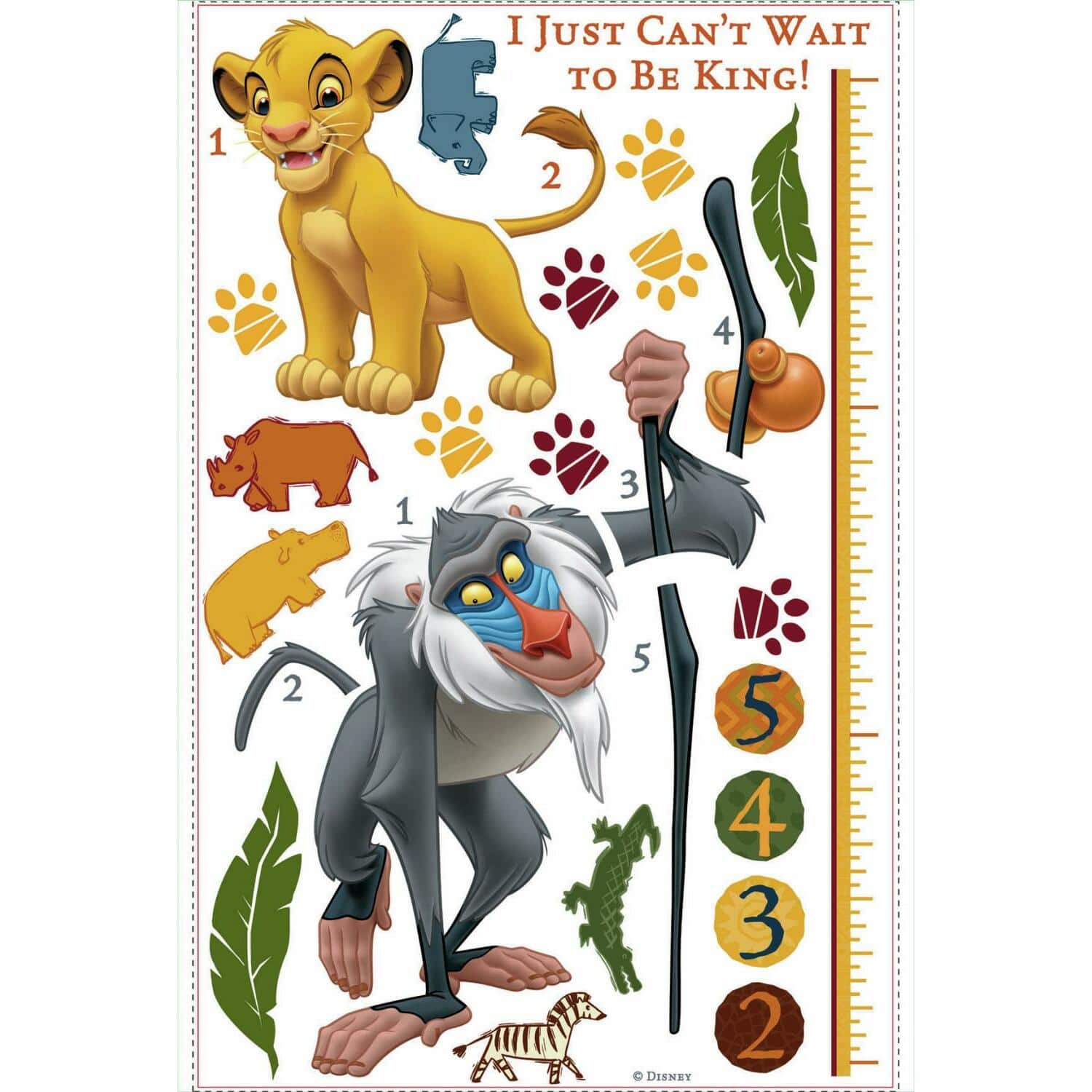 RoomMates Disney The Lion King Rafiki Peel & Stick Growth Chart Decal