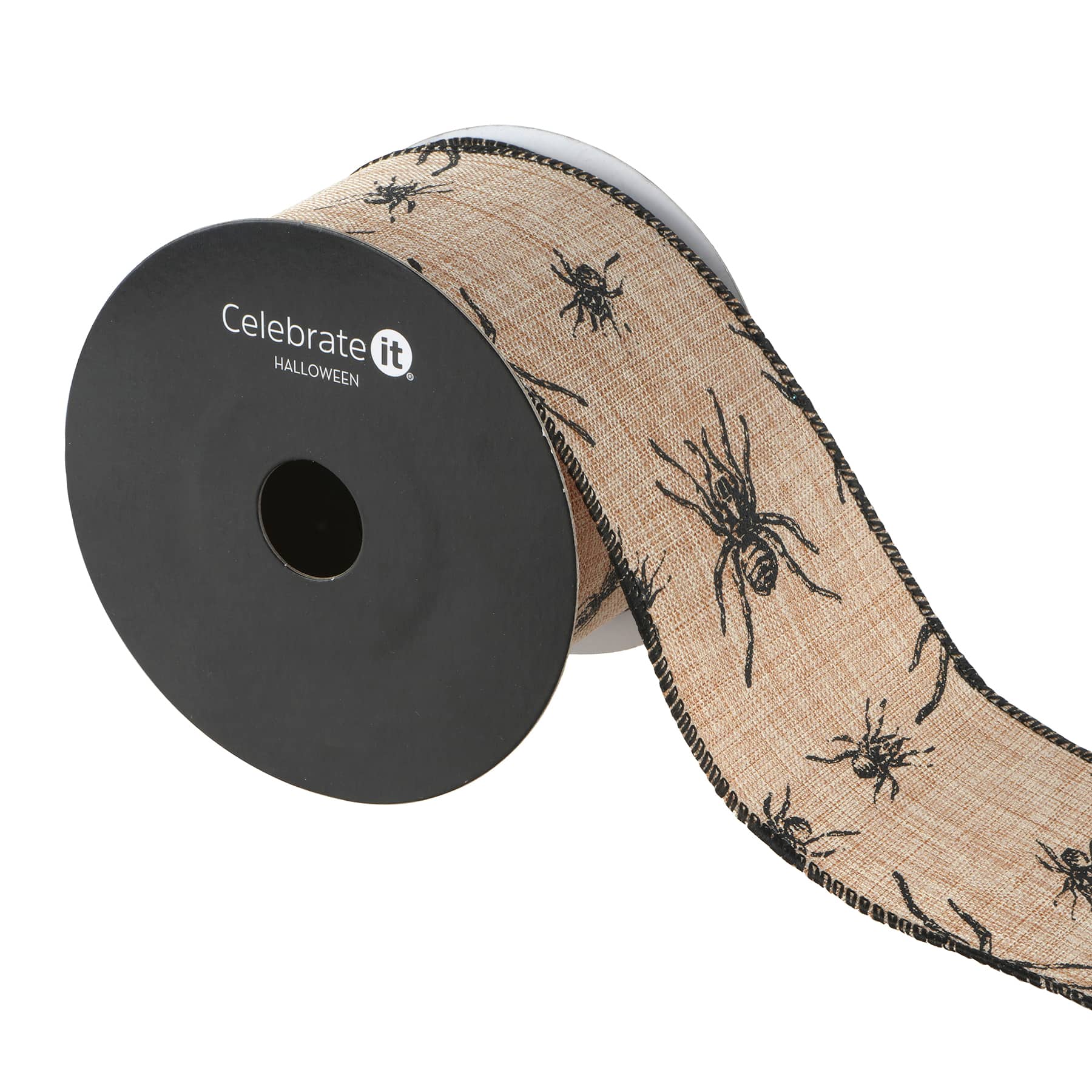 2.5" x 20ft. Spider Wired Faux Linen Ribbon by Celebrate It® Halloween