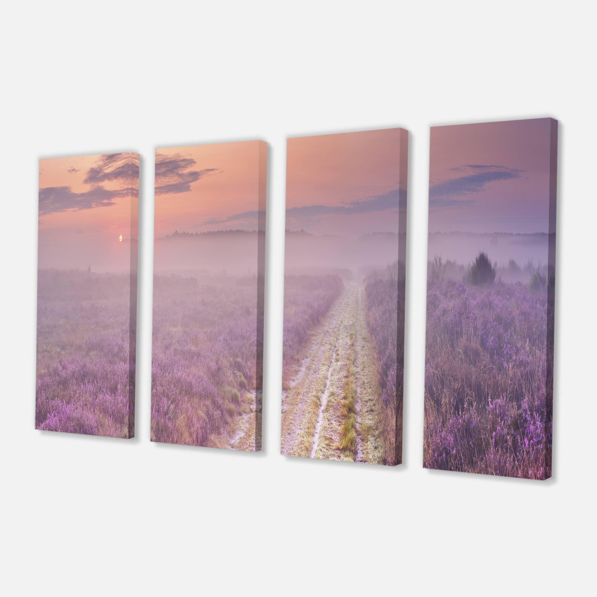 Designart - Path through Blooming Heather - Landscape Canvas Art Print