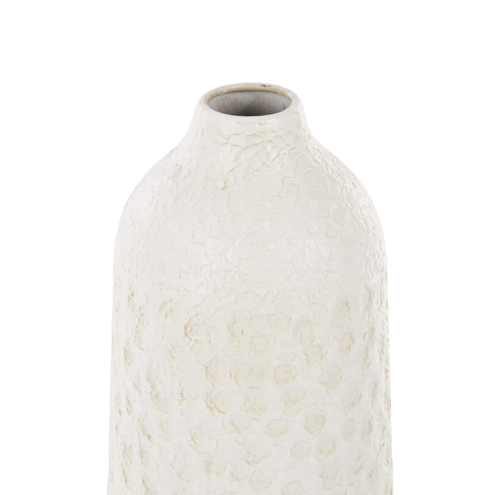White Metal Textured Decorative Vase with Honeycomb Pattern Set