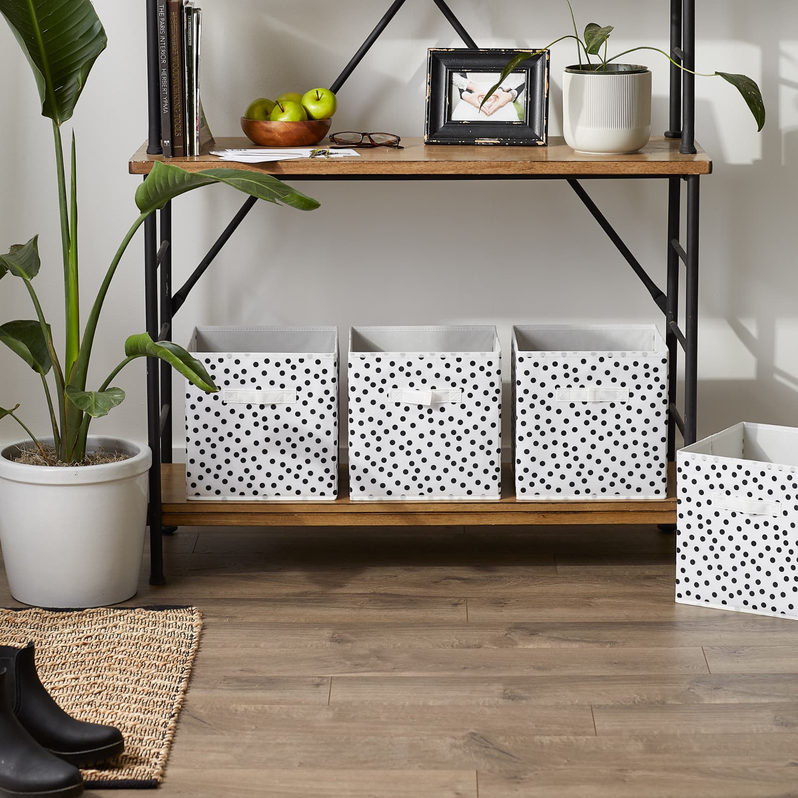 DII® 11" Nonwoven Polyester Small Dots Storage Cubes, 4ct.