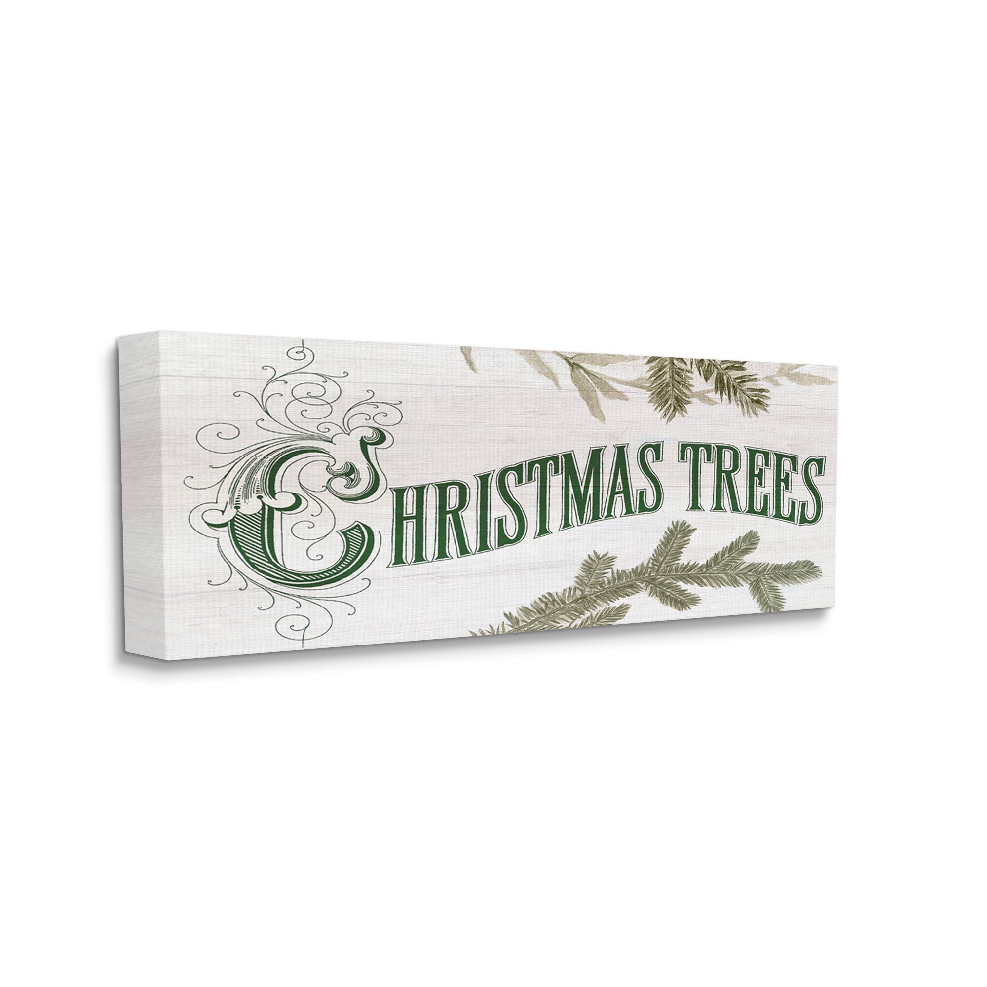 Stupell Industries Christmas Trees Ornate Letters Canvas Wall Art