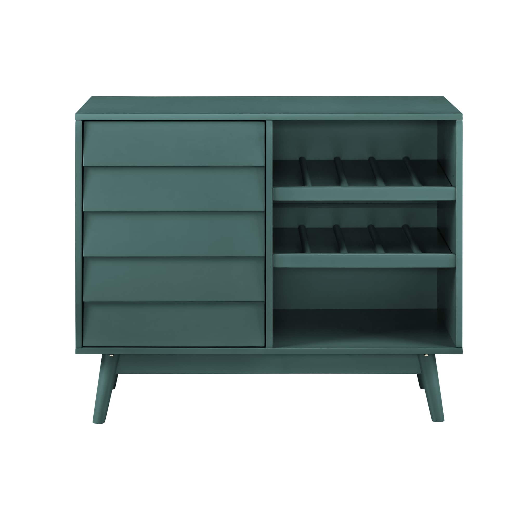 Walker Edison 36&#x22; Dark Teal Louvered Door Bar Cabinet