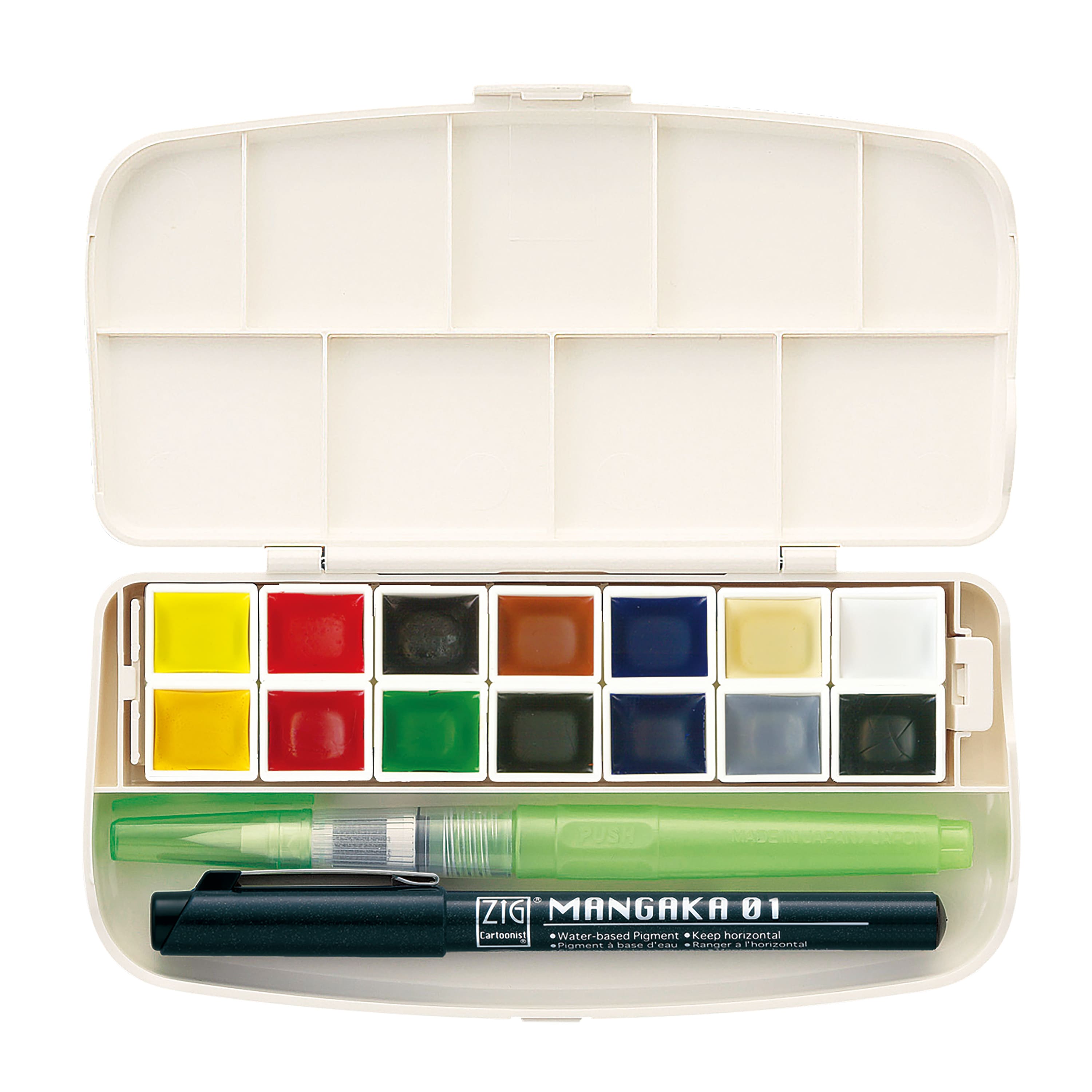 Kuretake Zig® Gansai Tambi 14-Color Portable Watercolor Set