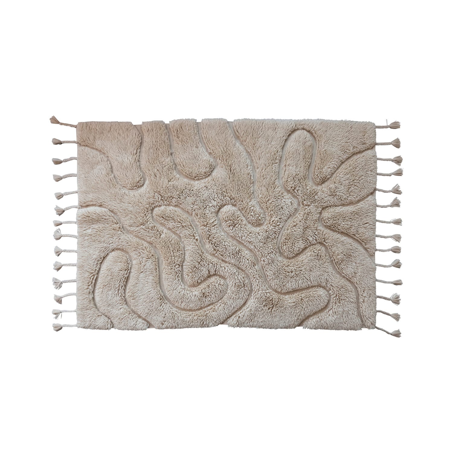 Hello Honey® 5ft. x 7ft. Tan New Zealand Wool & Cotton Tufted Rug with Tassels