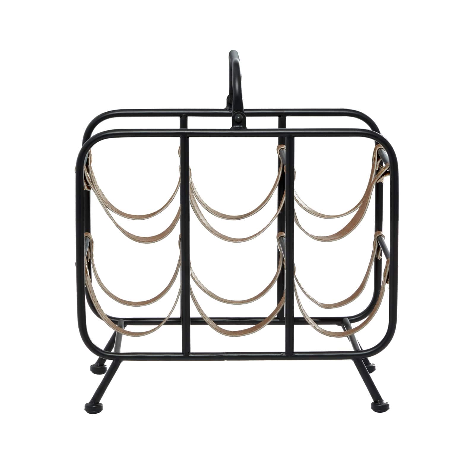 16&#x22; Black Metal Contemporary Wine Rack