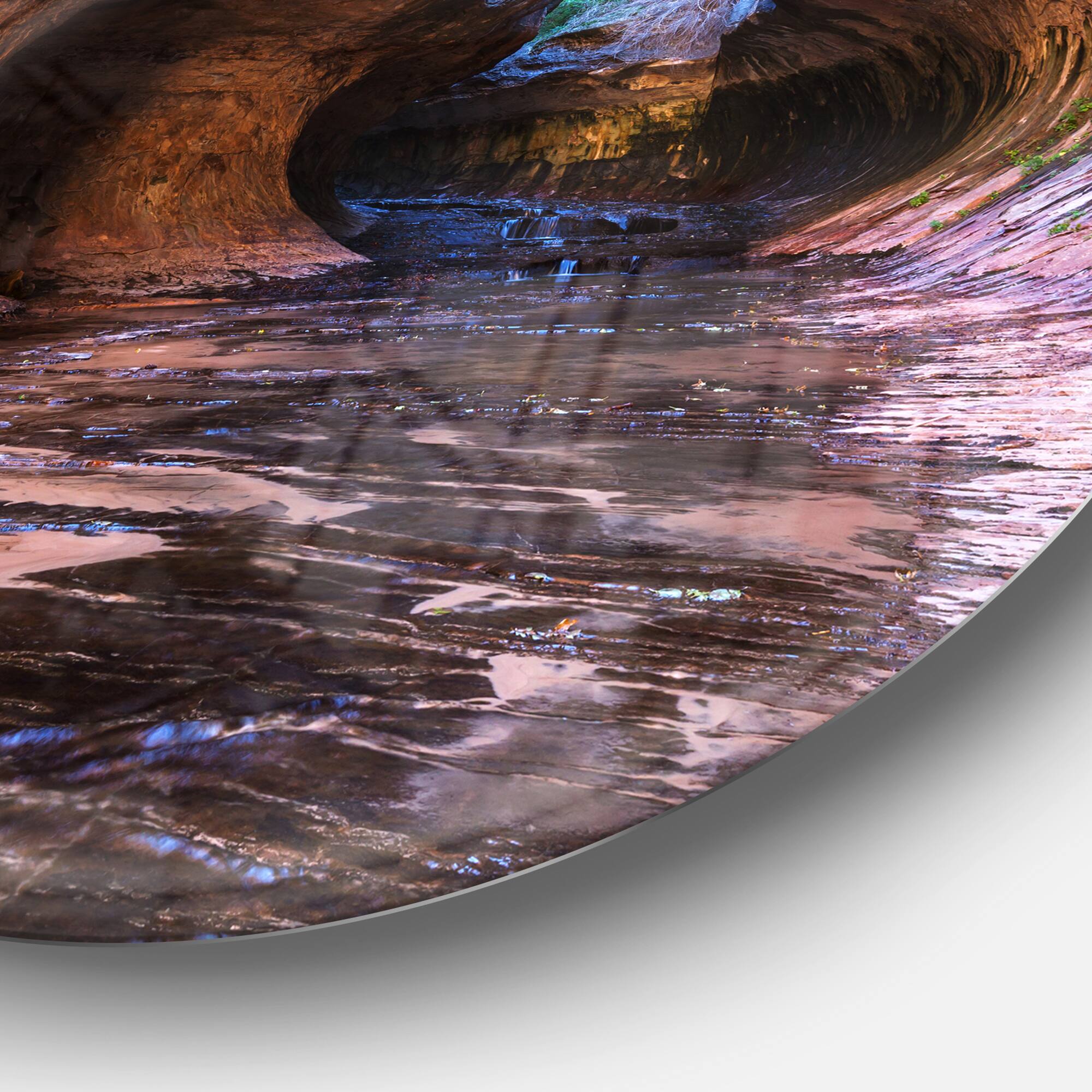 Designart - Cave in Zion National Park Utah&#x27; Landscape Oversized Metal Circle Wall Art