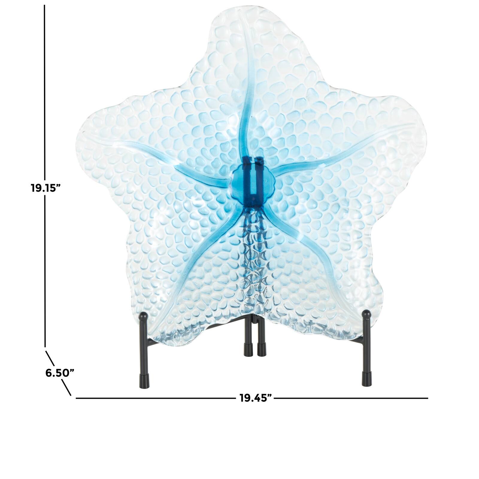 19.5" Blue Ombre Glass Starfish Charger with Metal Stand