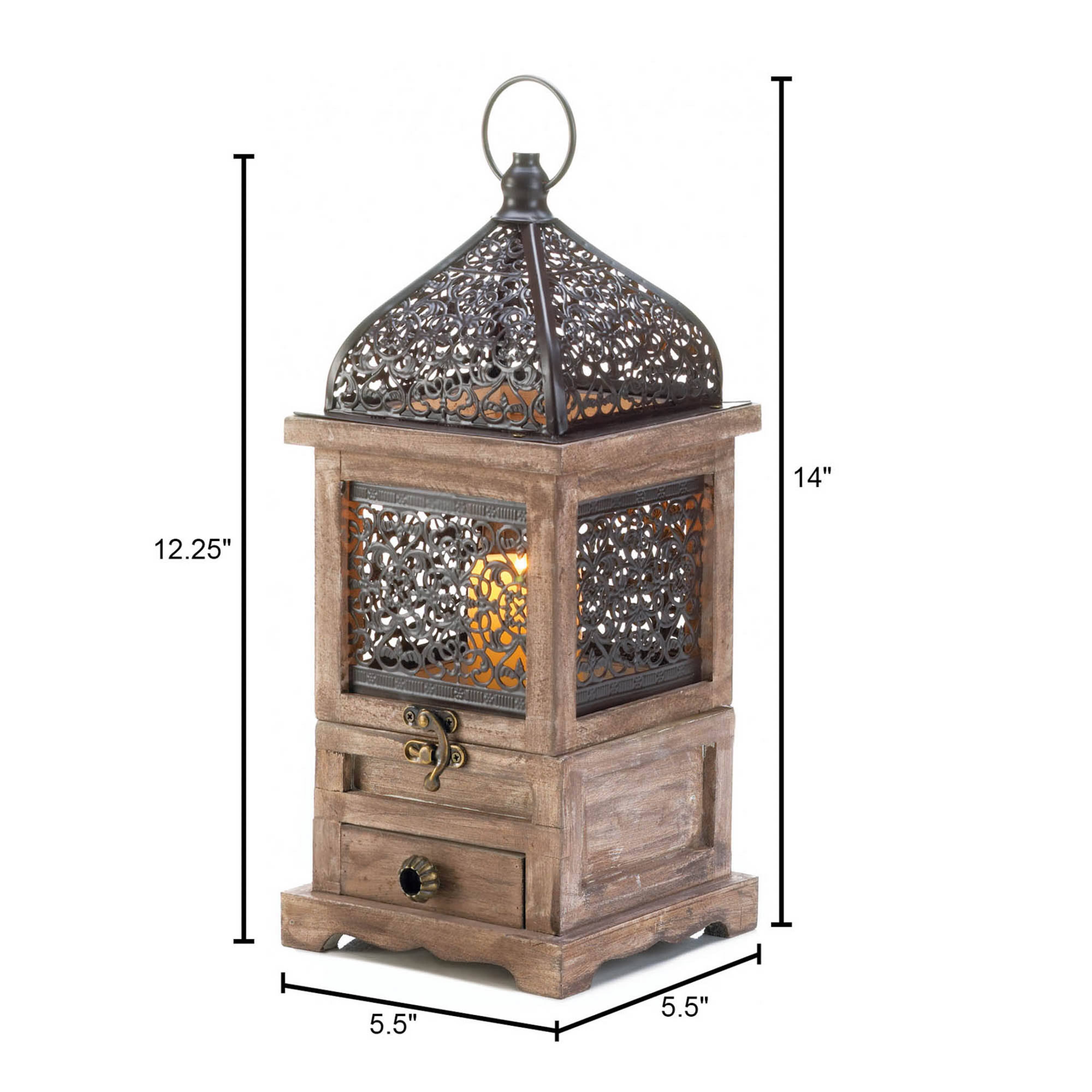 14&#x27;&#x27; Flip-Top Wooden Lantern