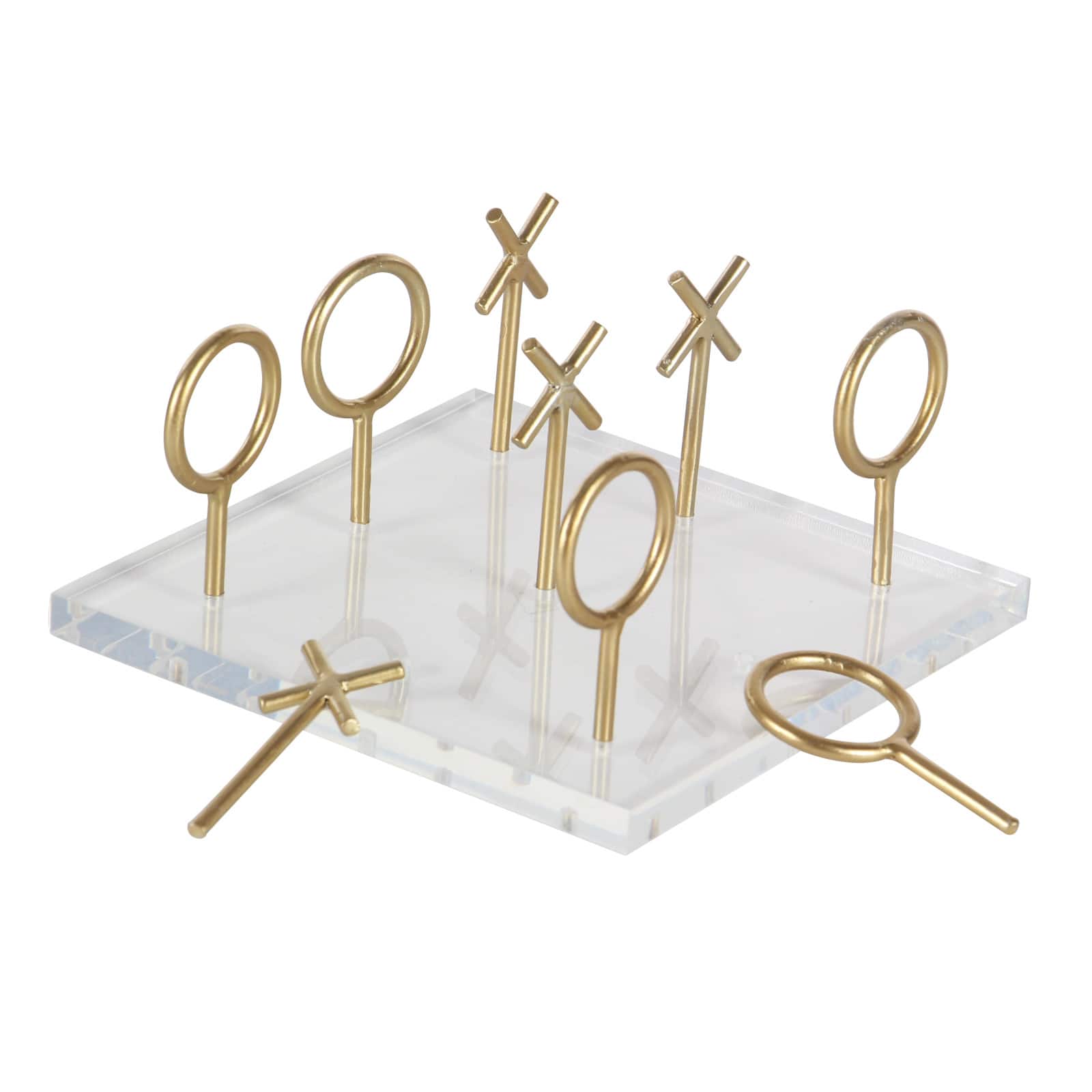 CosmoLiving by Cosmopolitan Gold & White Acrylic Glam Tic-Tac-Toe Game Set