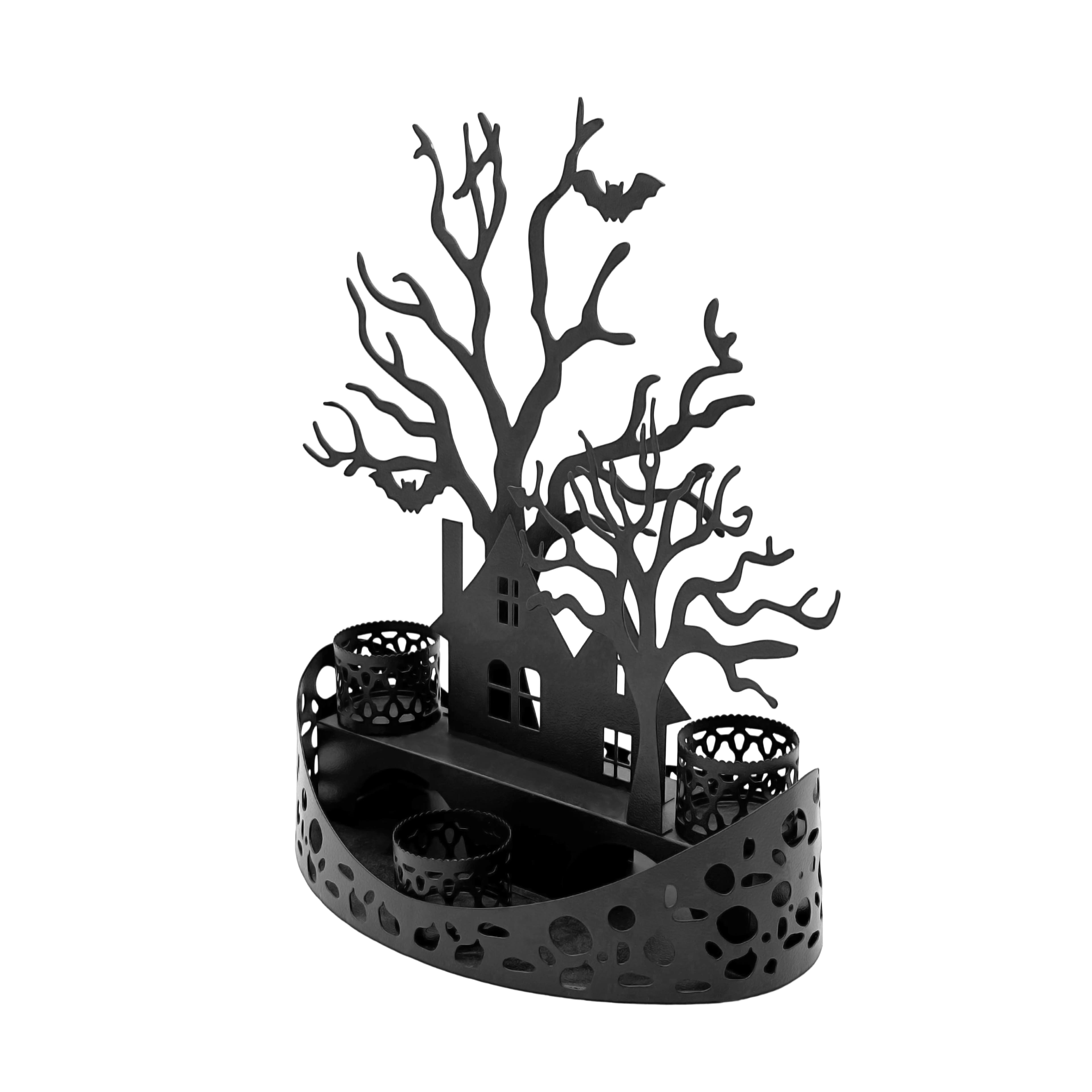 Black Haunted House Tealight Candle Holder by Ashland&#xAE;