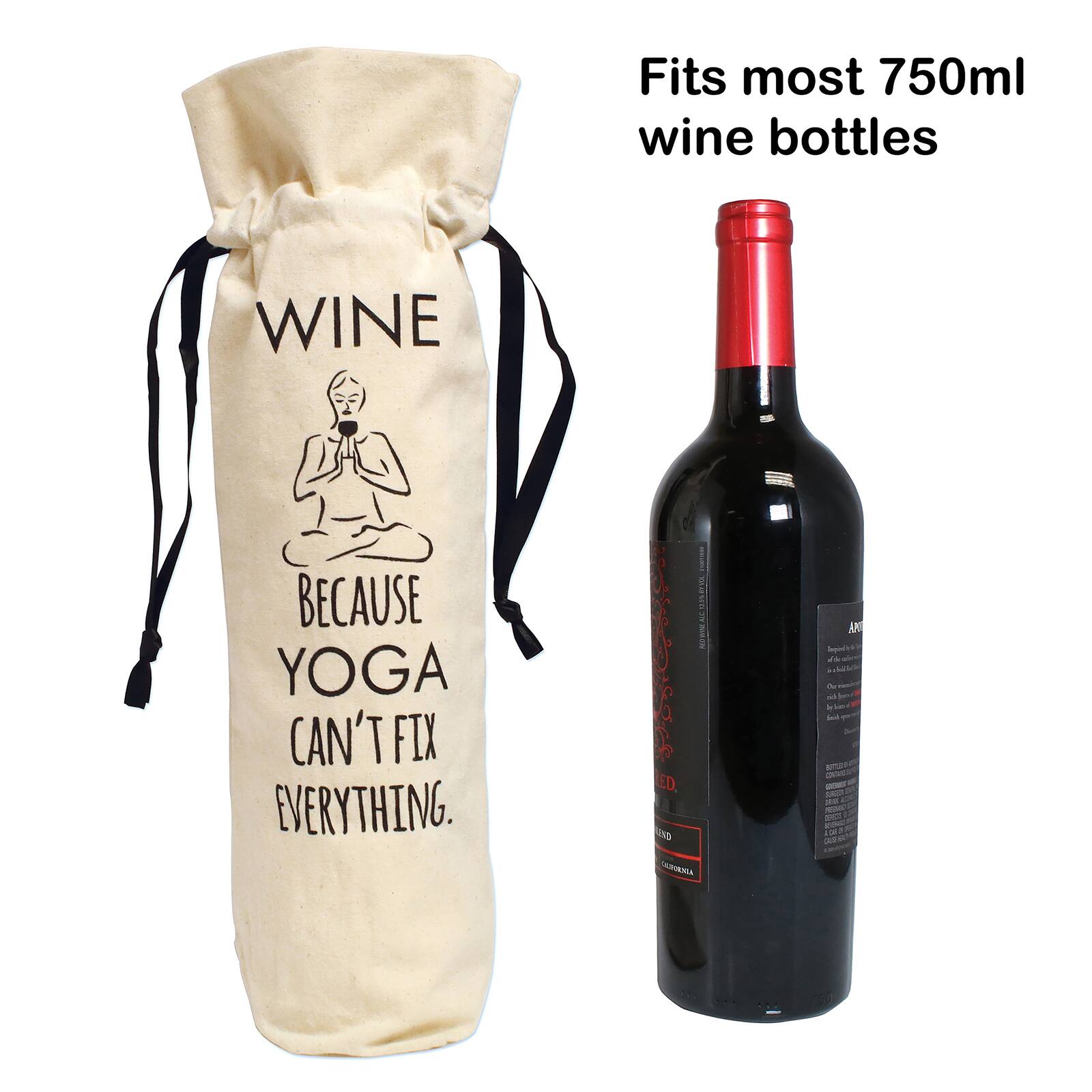 Personality Case™ Yoga Can't Fix Everything Canvas Wine Bag