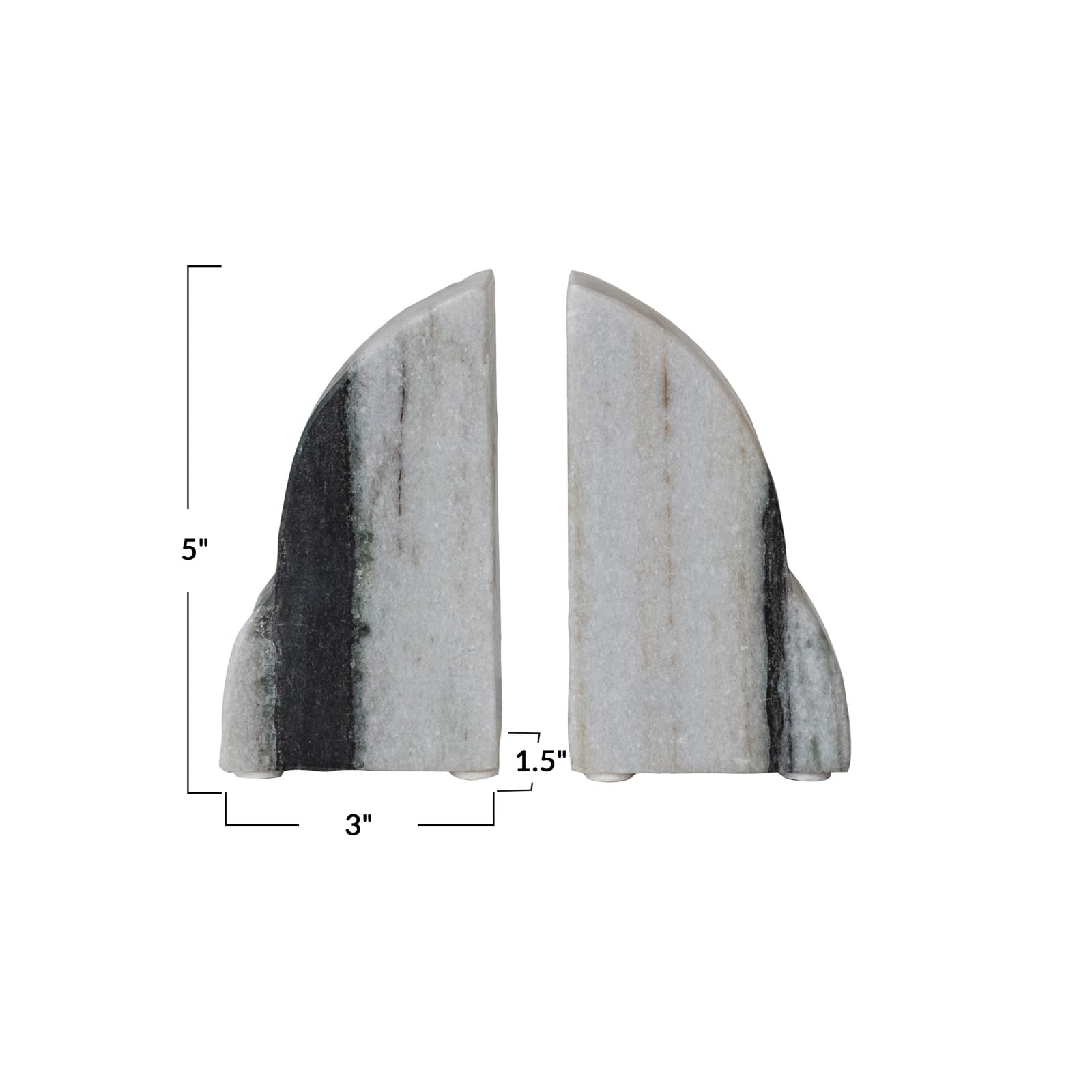 Hello Honey&#xAE; 5&#x22; Black M&#xE9;lange Carved Marble Bookend Set