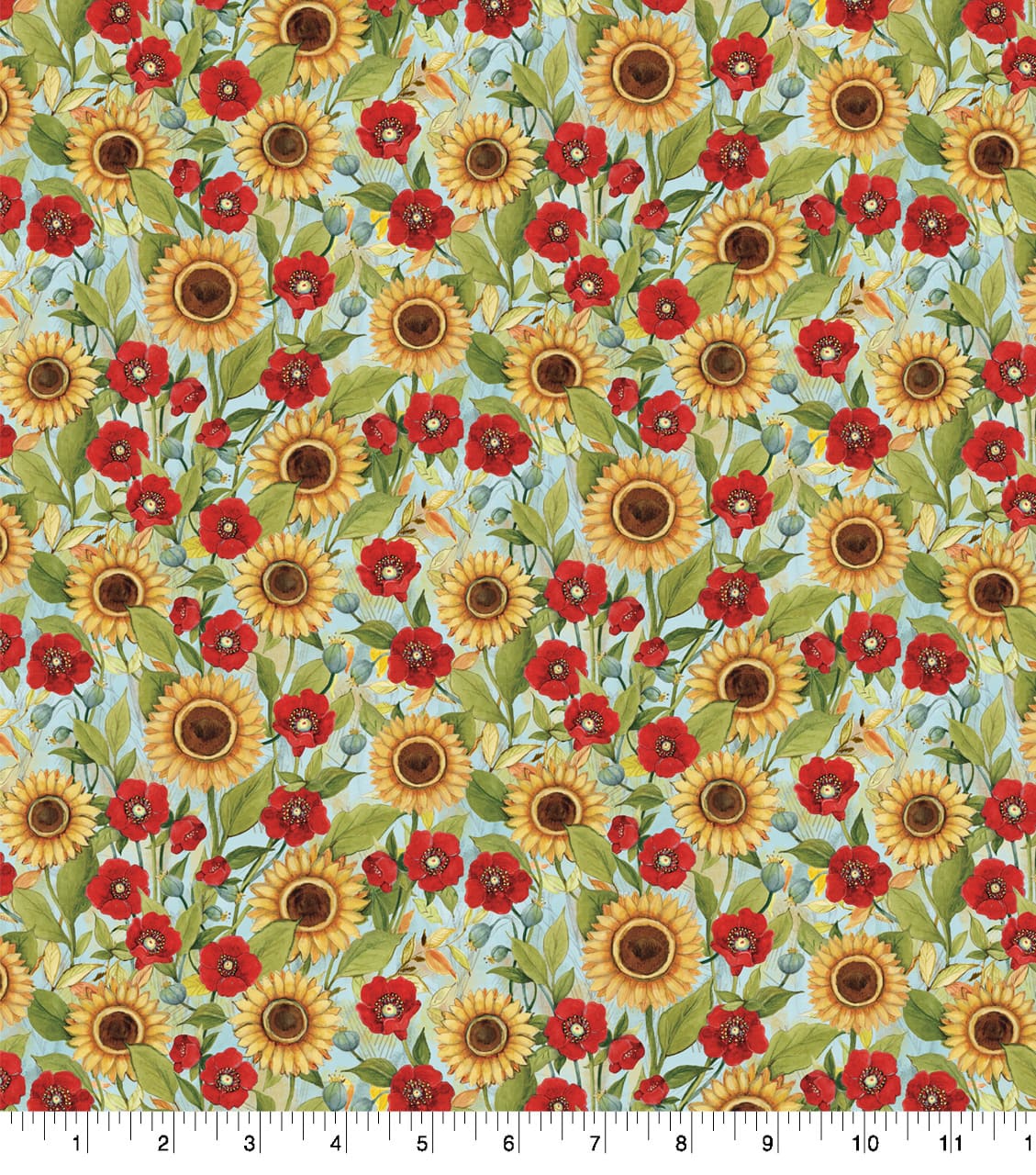 Susan Winget Tossed Floral with Sunflowers Cotton Fabric | Michaels