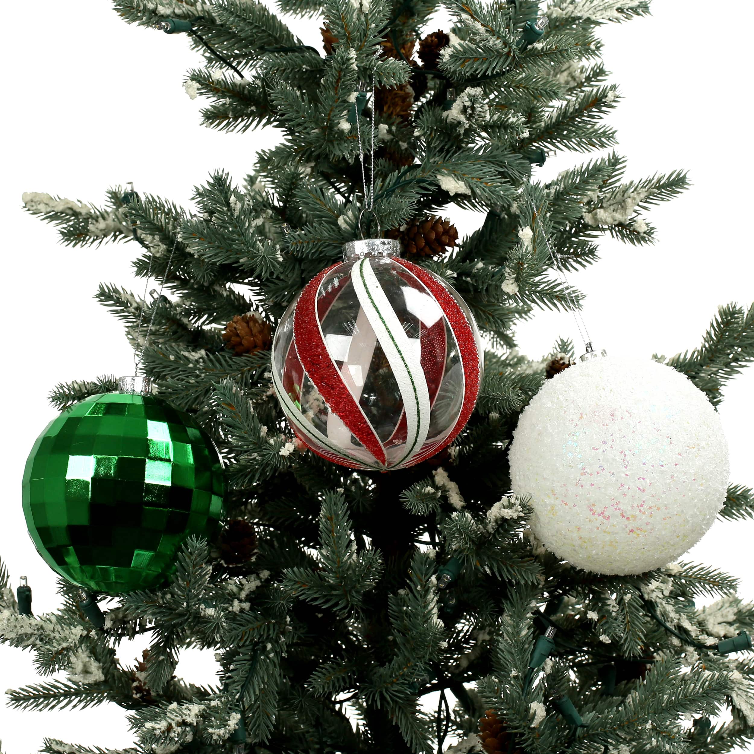 Assorted 4 Pack 4.7&#x22; Red, Green &#x26; White Peppermint Lane Shatterproof Ball Ornaments, 1pc. by Ashland&#xAE;
