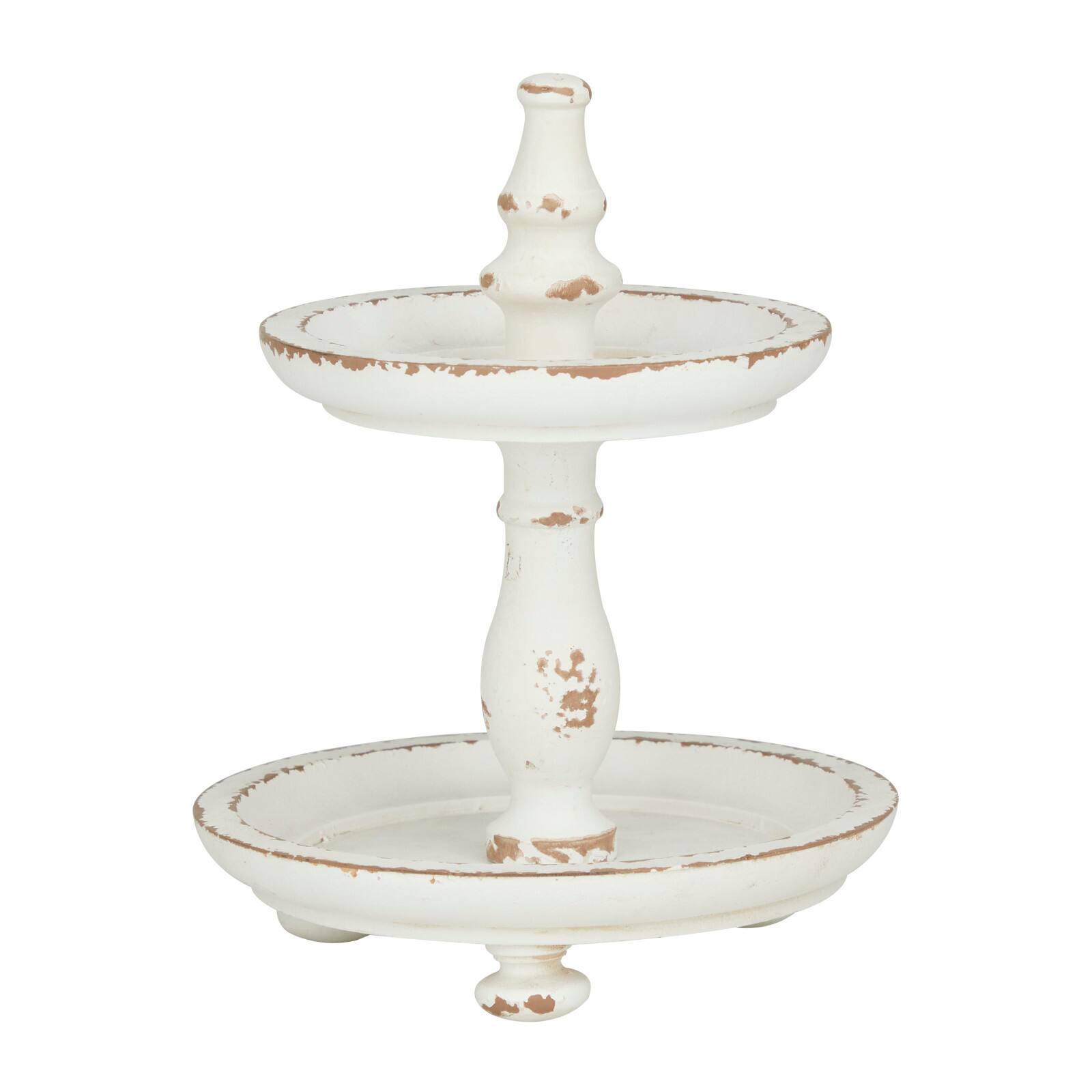 White Wood Country Cottage Tiered Server 10&#x22; x 8&#x22; x 8&#x22;