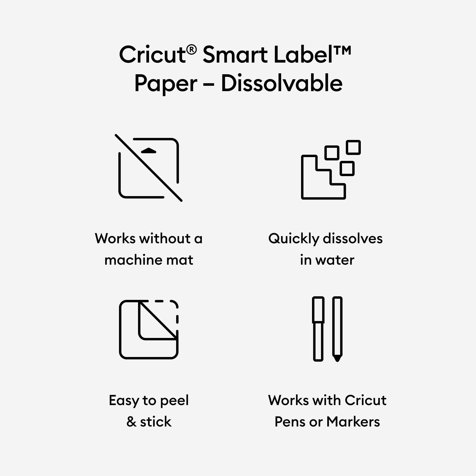 Cricut&#xAE; Smart Label&#x2122; 13&#x22; x 24&#x22;  Dissolvable Paper, White