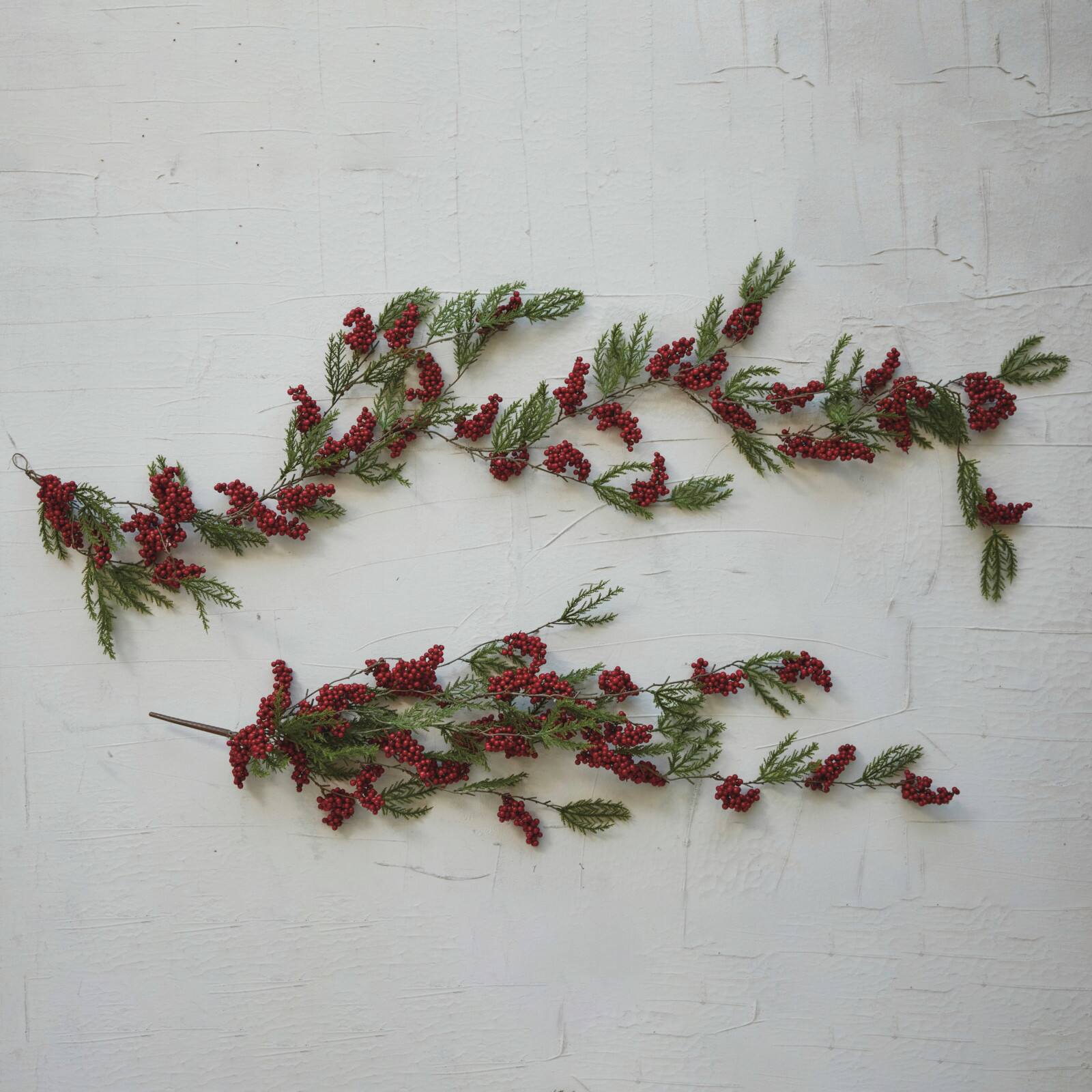 Hello Honey® 43" Red & Green Faux Evergreen Hanging Plant with Berry Bunches