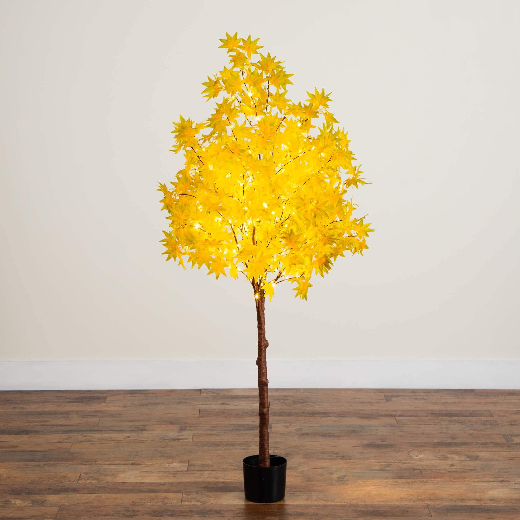 5ft. Pre-Lit Yellow Autumn Maple Artificial Fall Tree with 250 Warm White LED Lights
