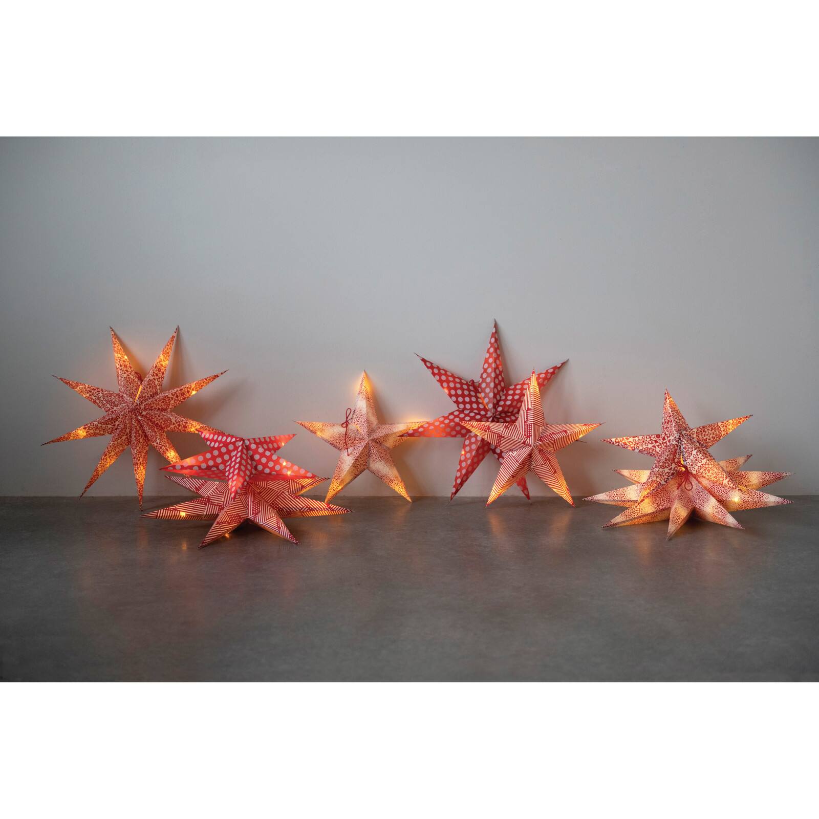 Hello Honey&#xAE; 24&#x22; Red LED Paper Star Ornaments Set