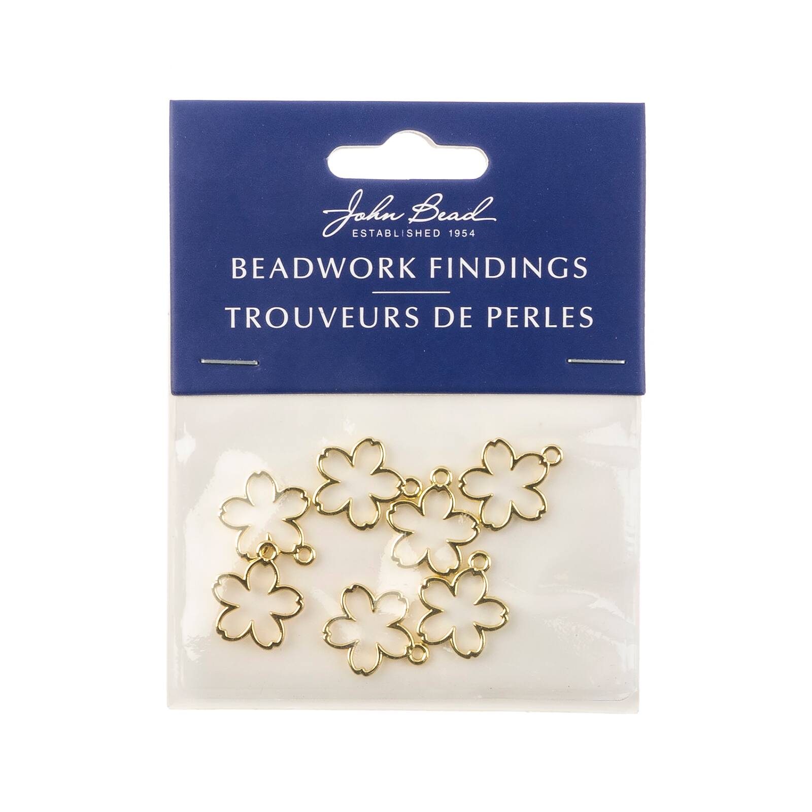 John Bead Beadwork Findings Gold Five Petal Flower Pendant, 7ct.