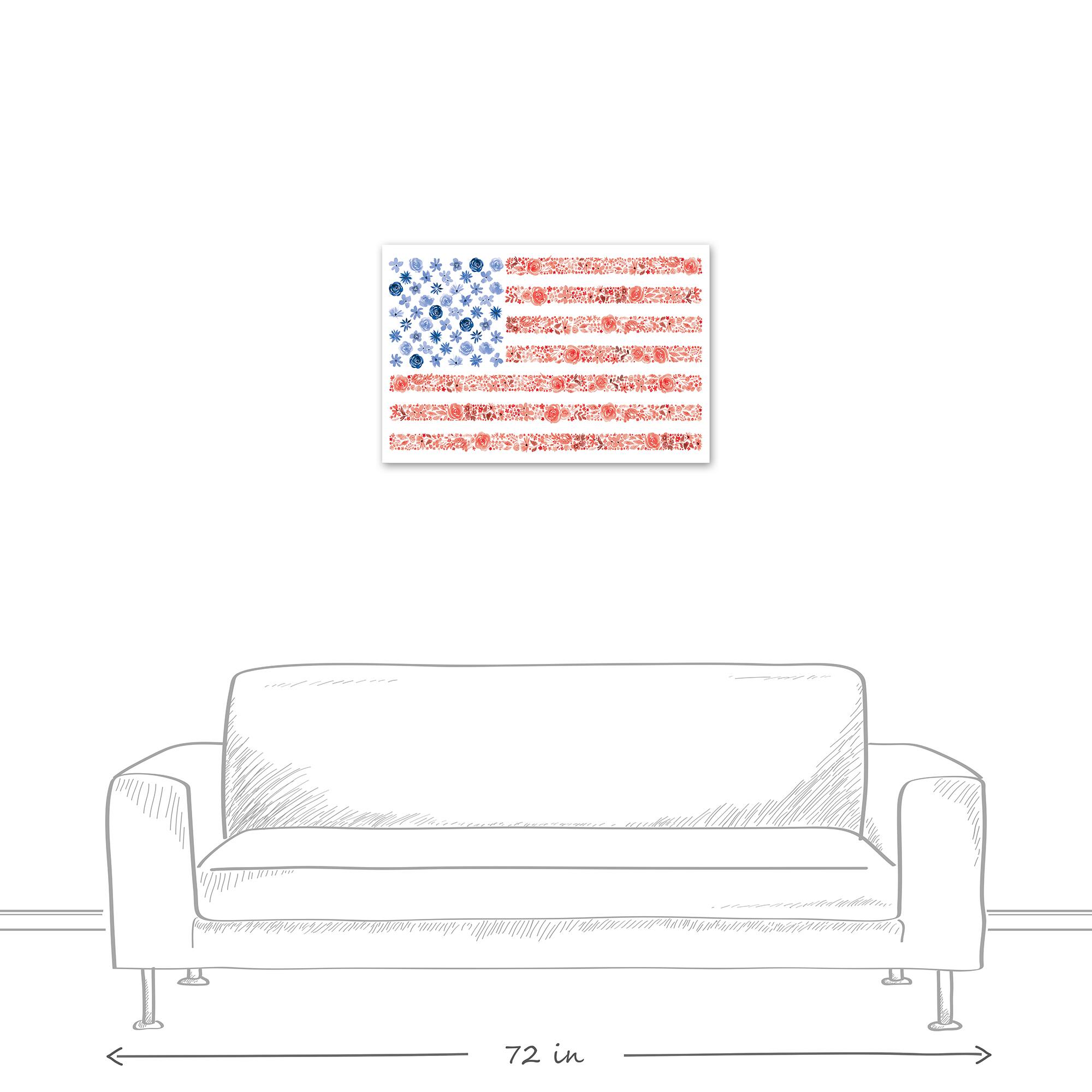 Watercolor Floral Flag Canvas Wall Art