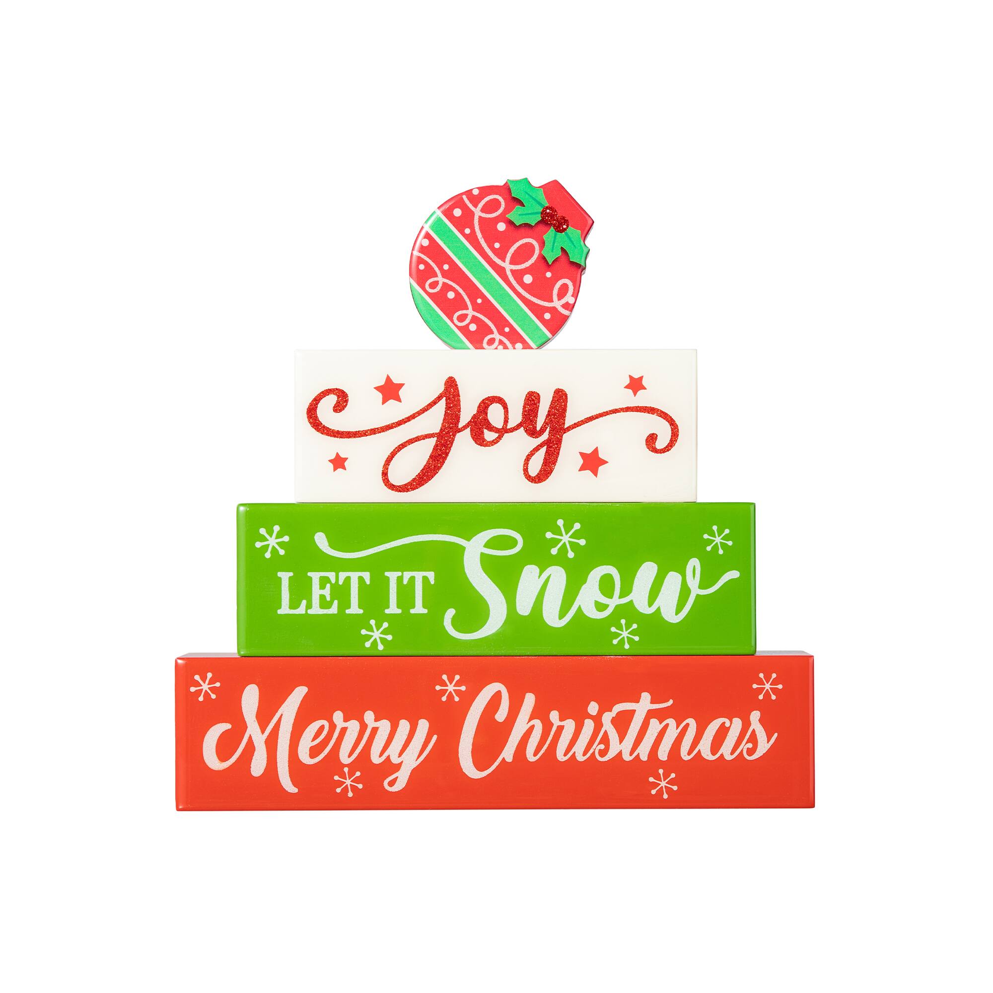Glitzhome&#xAE; 9.5&#x22; Christmas Wooden Block Word Sign