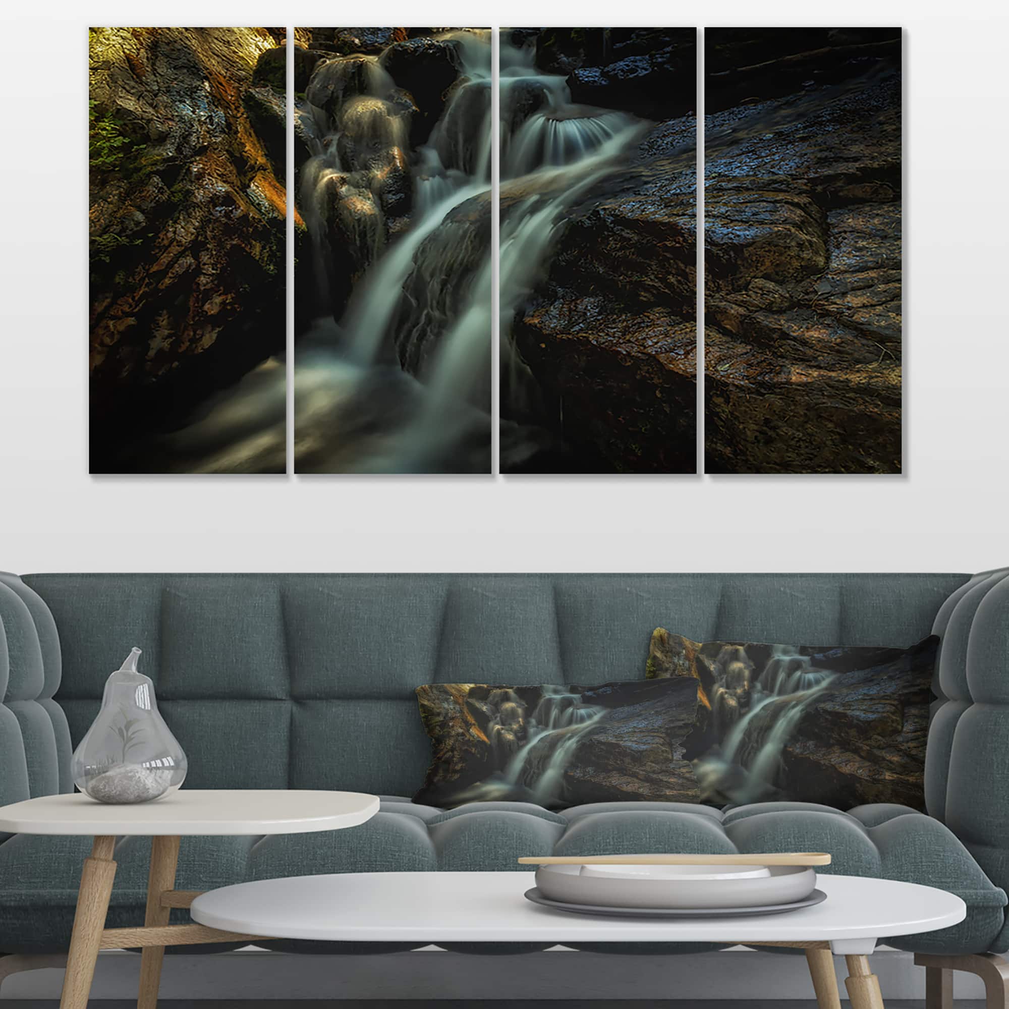 Designart - Slow Motion Waterfall in Summer