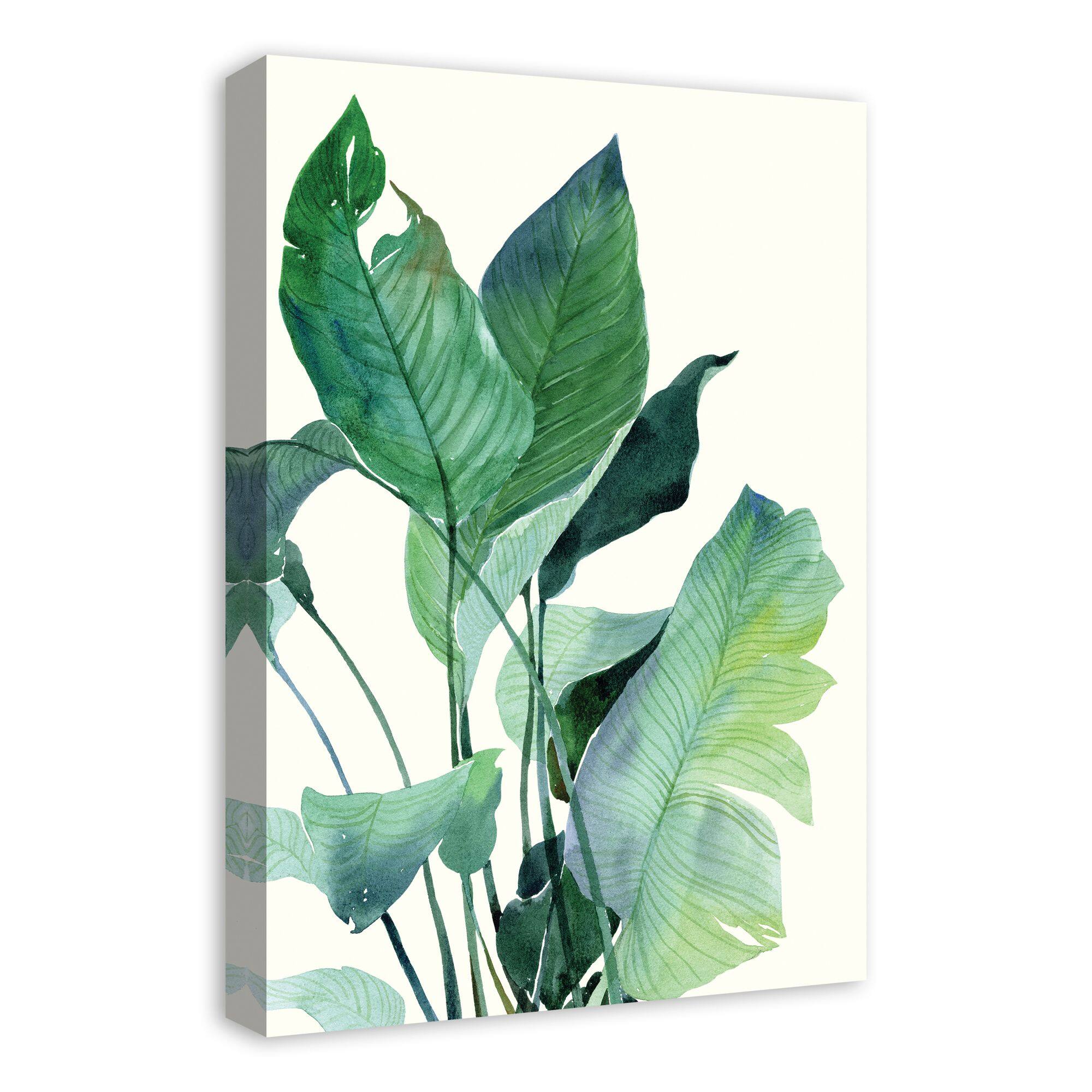 Mint Green Tropical Leaves 16" x 24" Canvas Wall Art