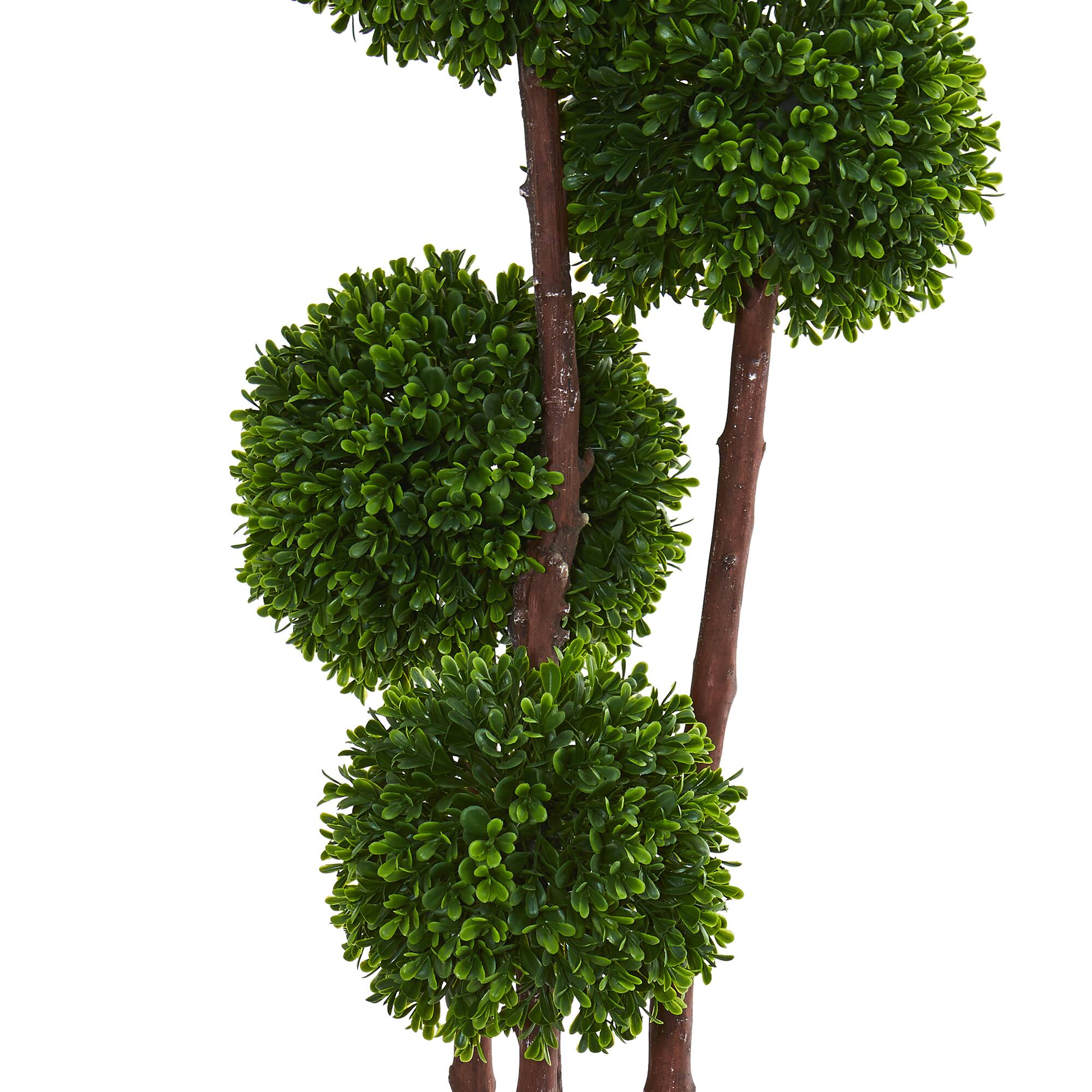 4ft. UV Resistant Boxwood Artificial Topiary Tree in Planter