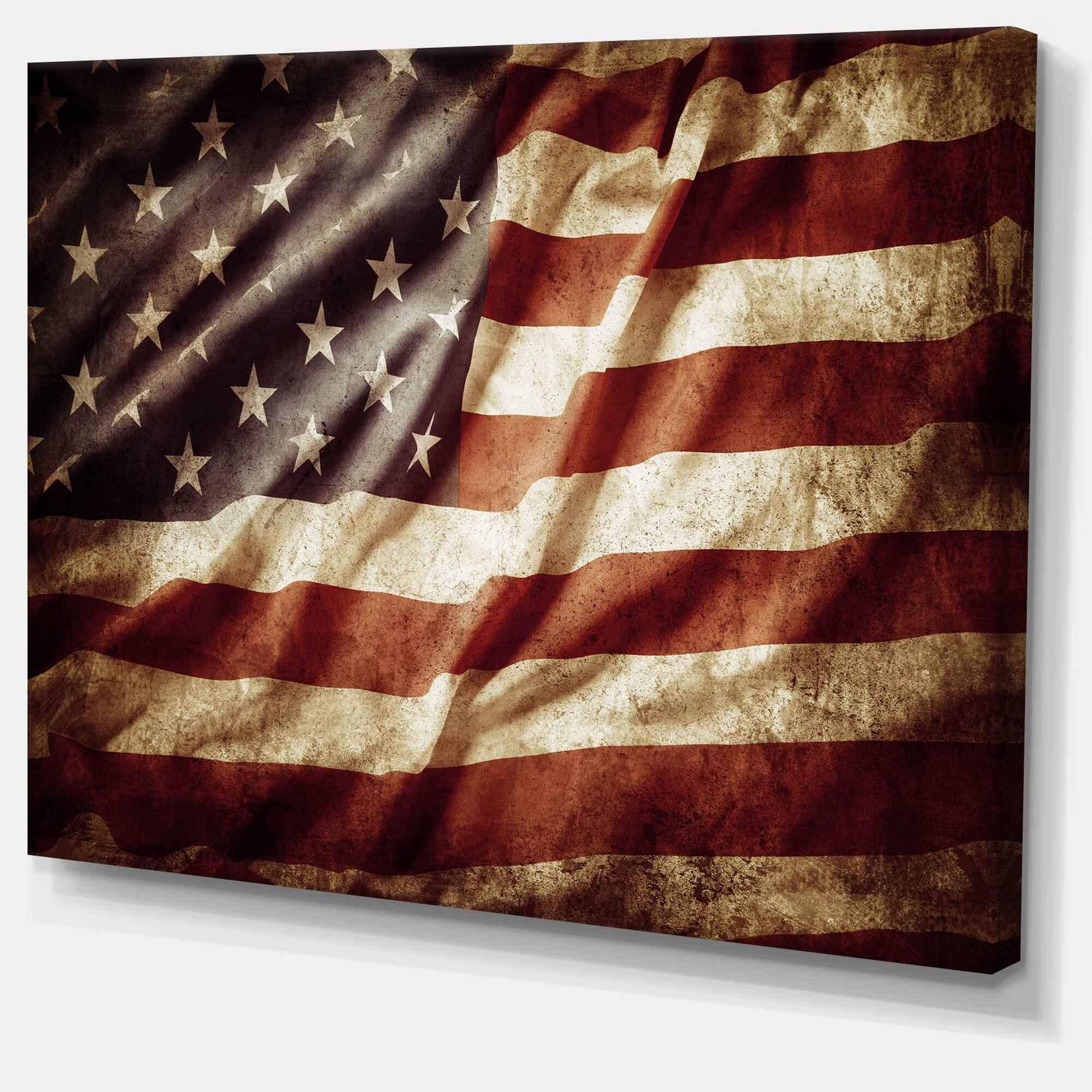 Designart - American Flag - Contemporary Canvas Art Print