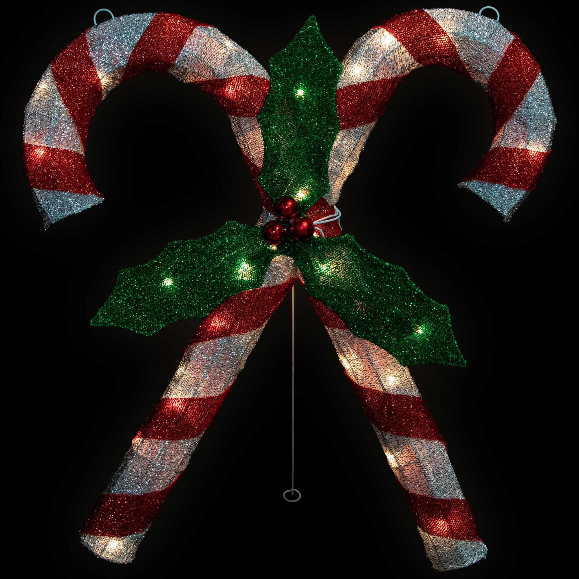 26" Red & White Lighted Double Candy Cane Outdoor Christmas Décor