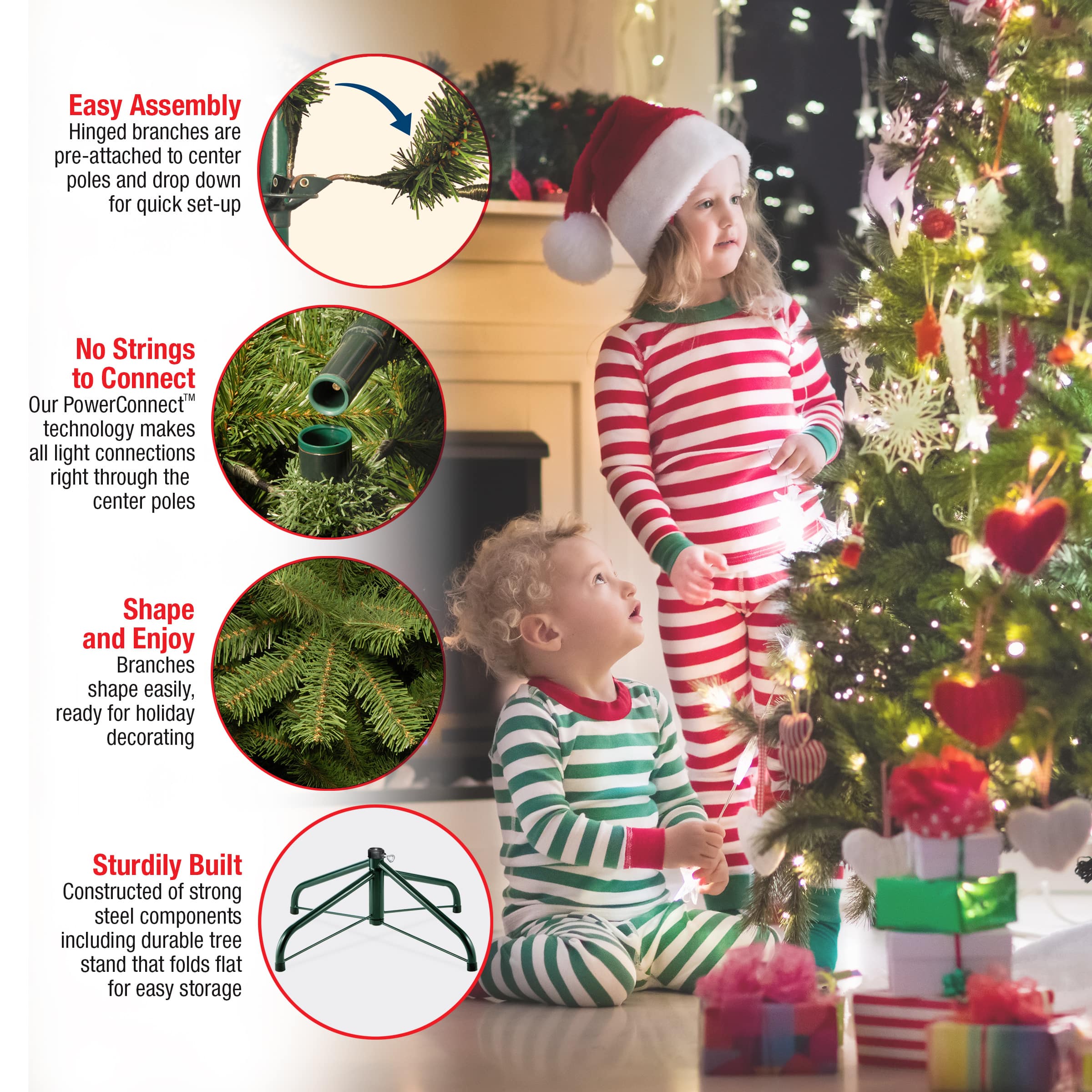 9ft. Pre-Lit PowerConnect&#x2122; North Valley Spruce Artificial Christmas Tree, Light Parade&#xAE; LED Lights