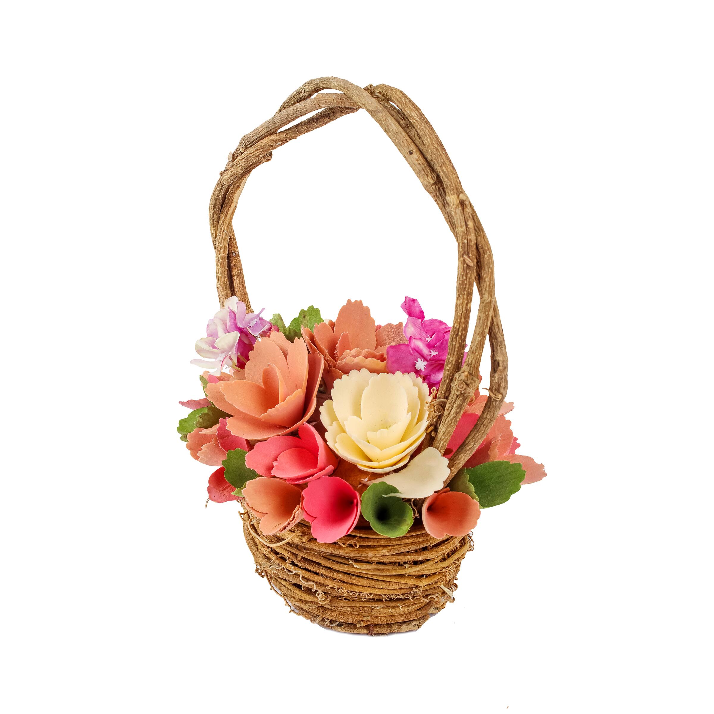 10&#x22; Pink Spring Floral Basket