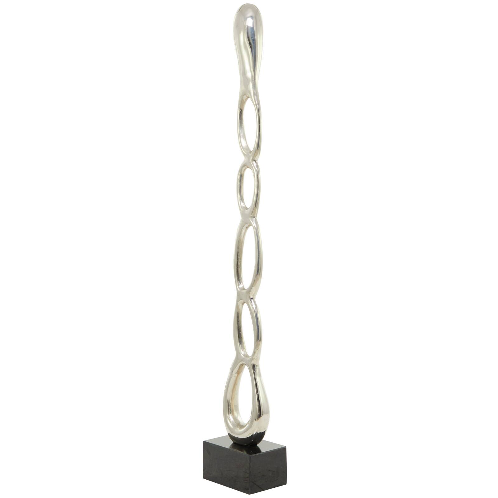 51" Aluminum Tall Linked Floor Abstract Sculpture with Black Base