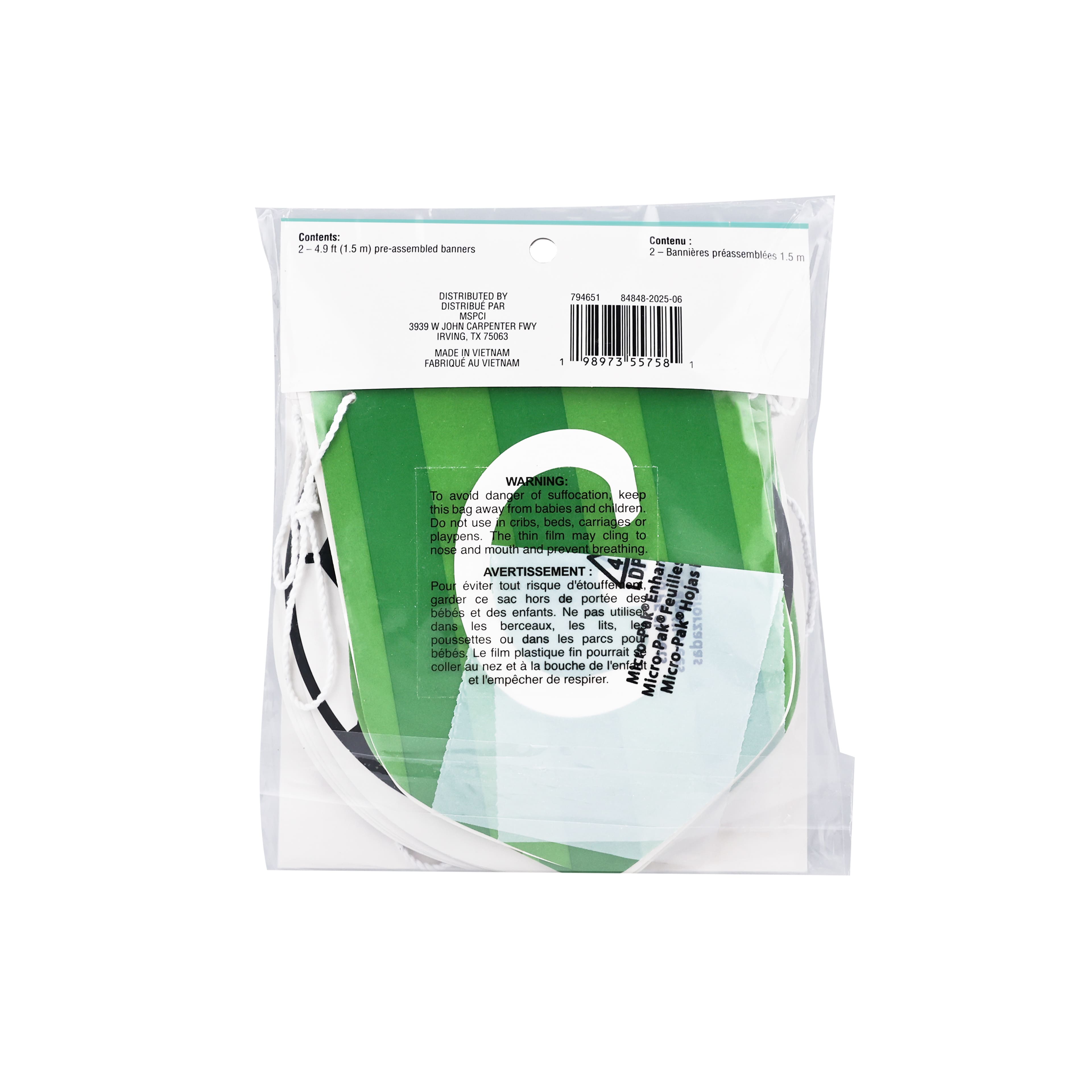 5ft. Green, Black &#x26; White Game Time Soccer Banner Set by Celebrate It&#x2122;